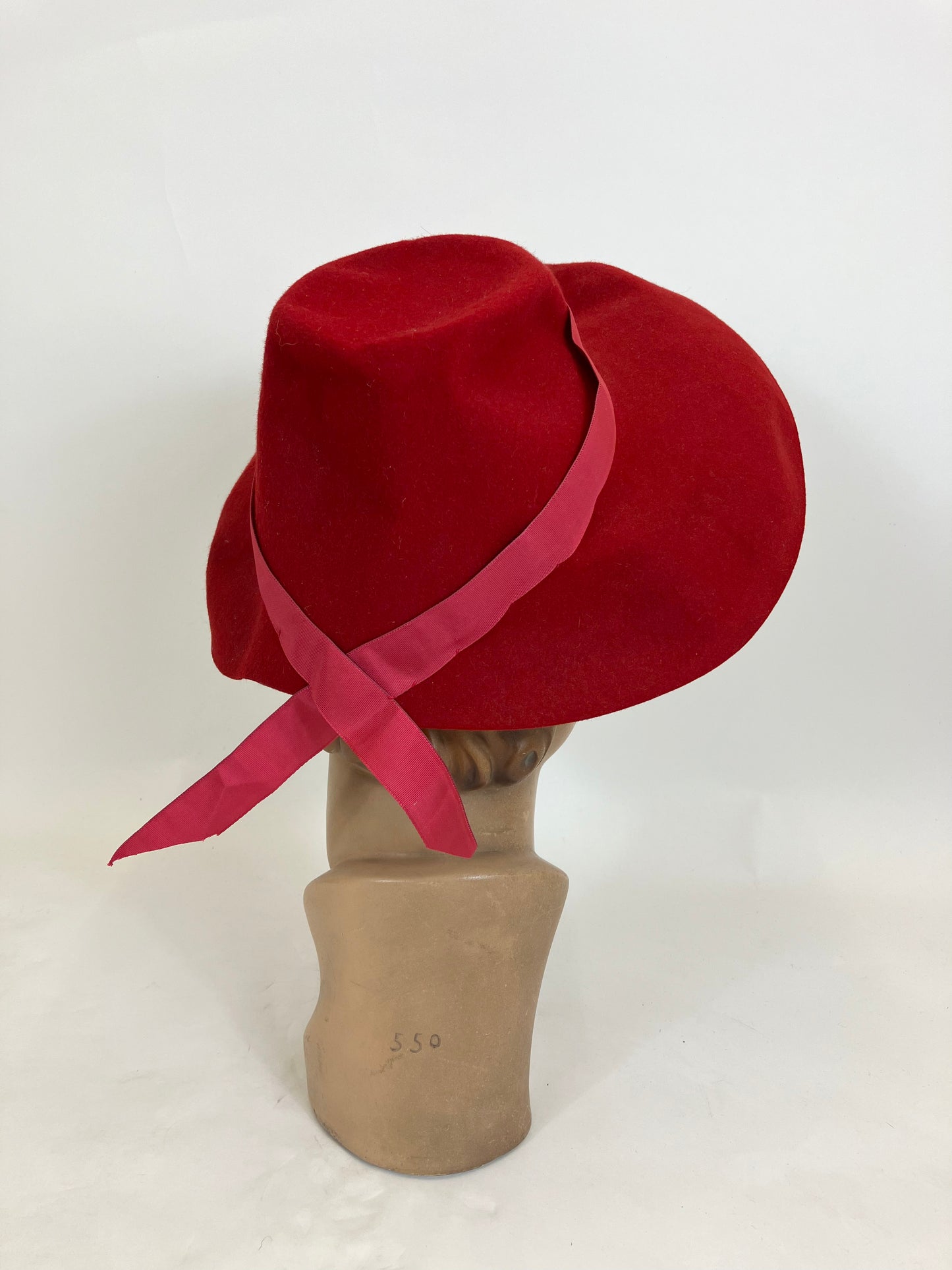 Original 1940’s Fabulous Felt Hat - Cherry Red