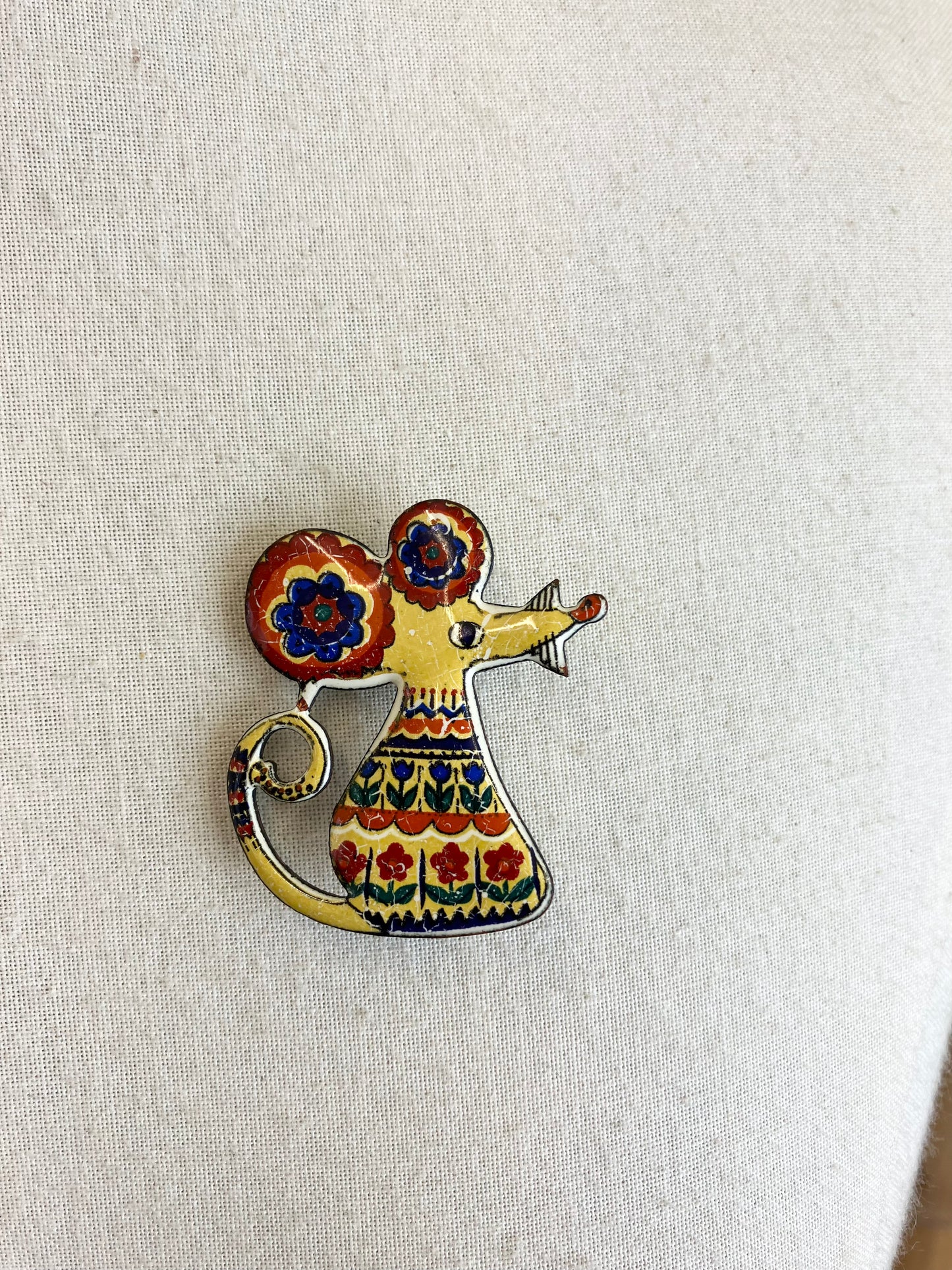 Original Novelty Enamel Mouse Brooch - multicolour