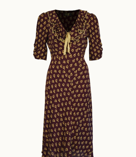 House Of Foxy reproductive Cora dress in diamond deco print