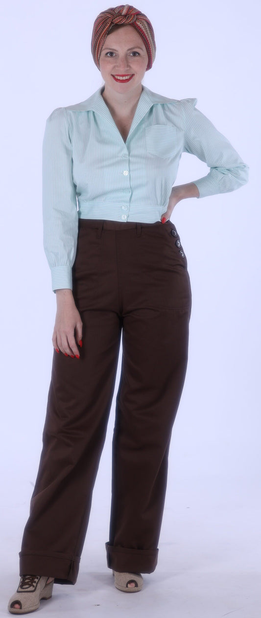 Freddies of Pinewood 1940's Button Pants in Brown