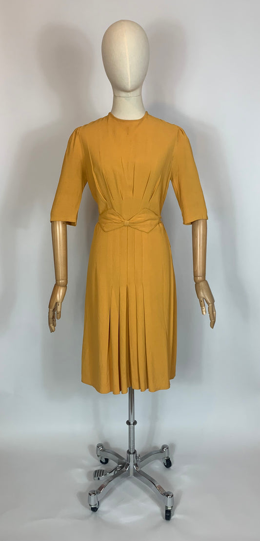 Original 1940’s Beautiful Crepe dress - in Mustard Yellow