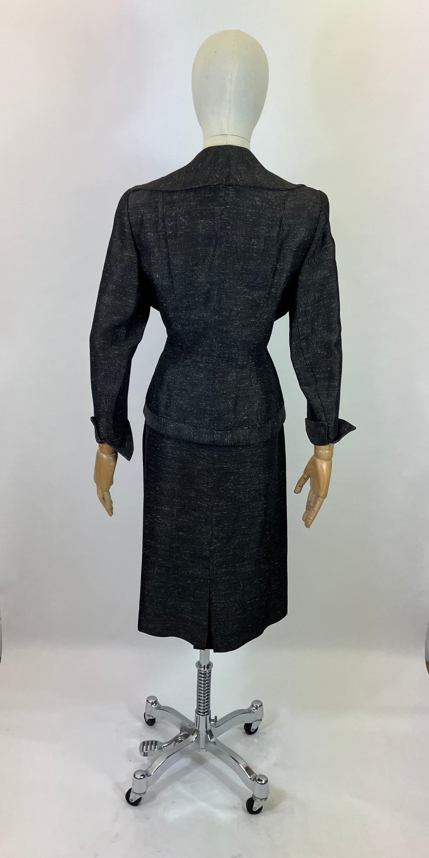 Original Late 40’s  Beautiful Fleck suit - in Charcoal