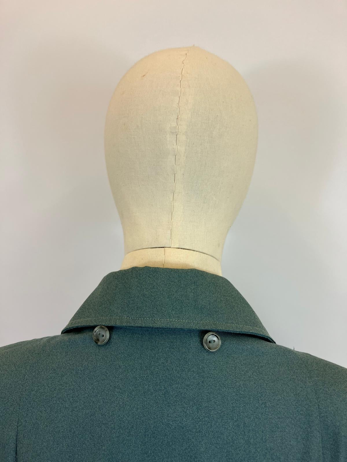 Original 1940’s RARE Amazing Hooded Rain Coat - in Airforce Blue