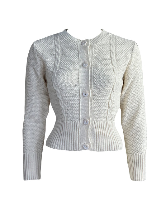 House of Foxy Reproduction Cable Knit Cardigan - Ivory
