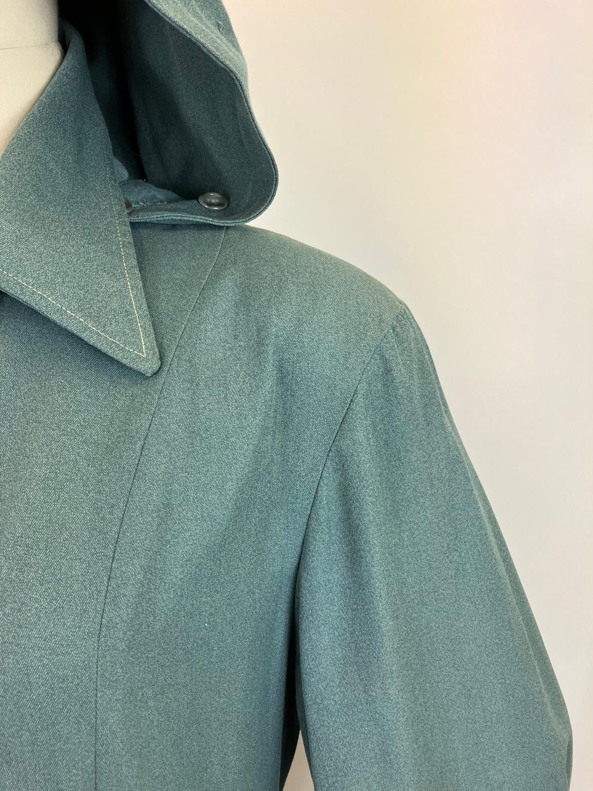 Original 1940’s RARE Amazing Hooded Rain Coat - in Airforce Blue