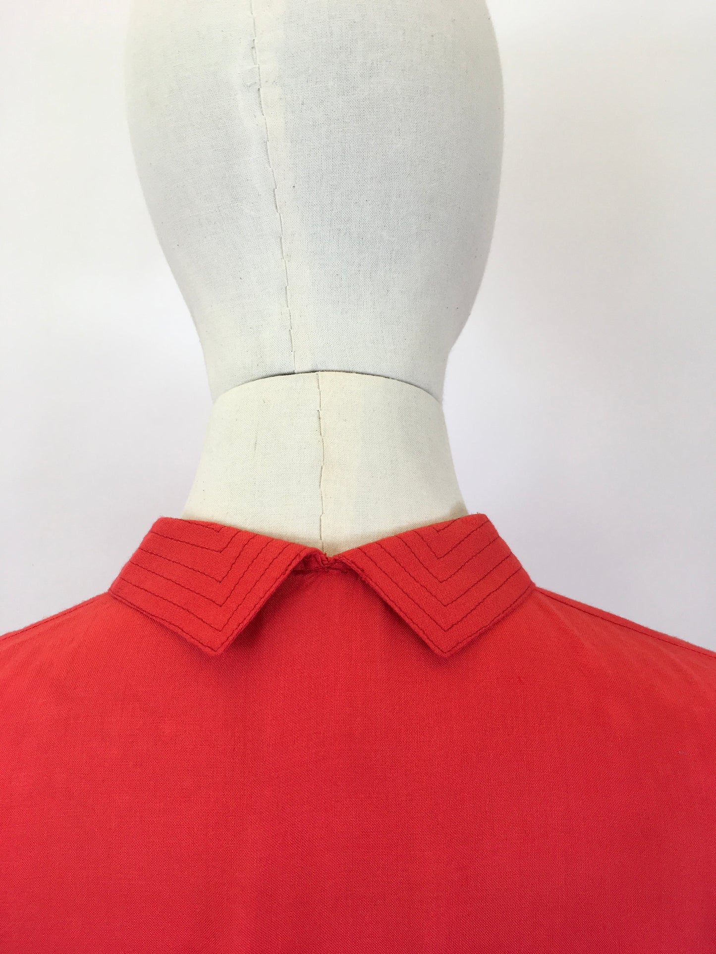 Original 1940's Fabulous Cotton Blouse - In A Lipstick Bright Red