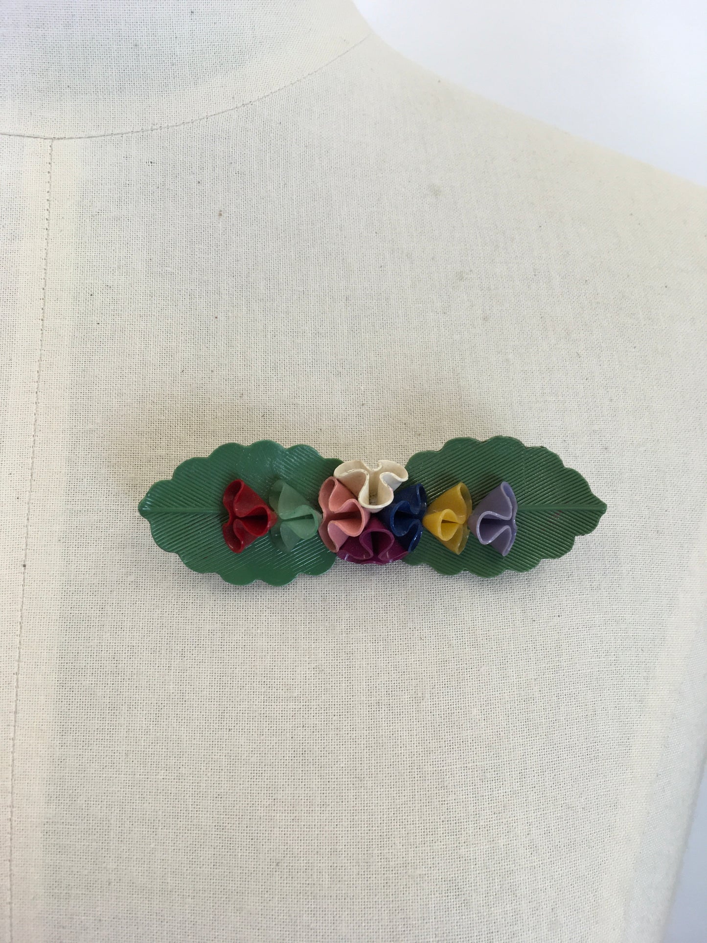 Original 1940’s Make do and Mend Early Plastic Brooch - War Time Pallet of An English Cottage Garden