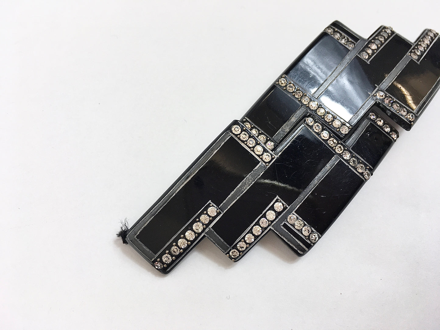 Original 1920's / 1930's Large Art Deco Buckle - With Stunning Deco Lines and Paste Details