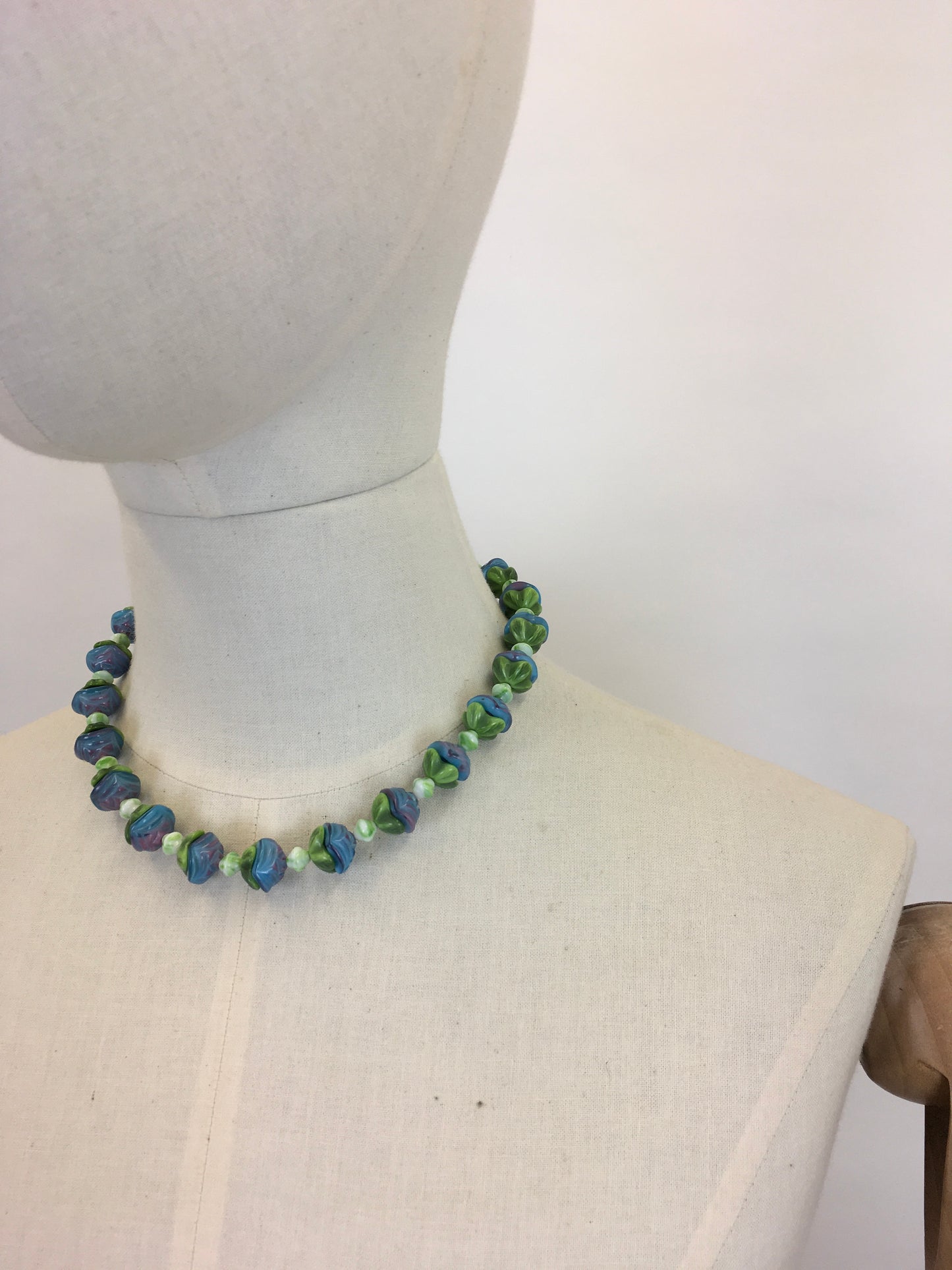 Original 1930’s Glass Petal Necklace - In the Most Beautiful Soft Purples and Powder Blues