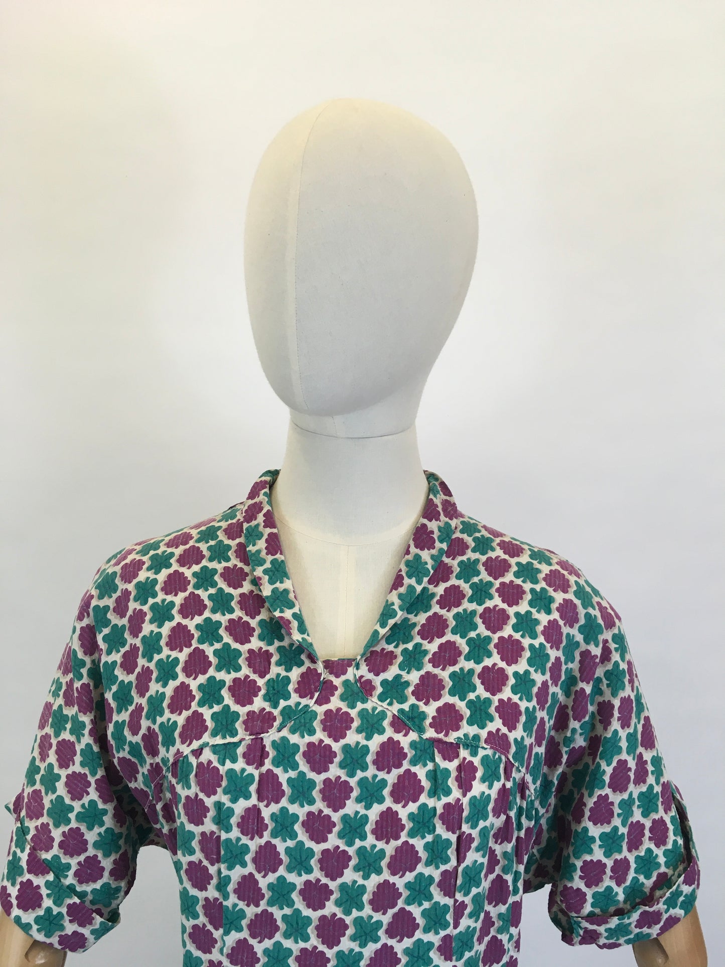 Original 1940’s Darling Day Dress As is - In Purple, Turquoise & White Seersucker