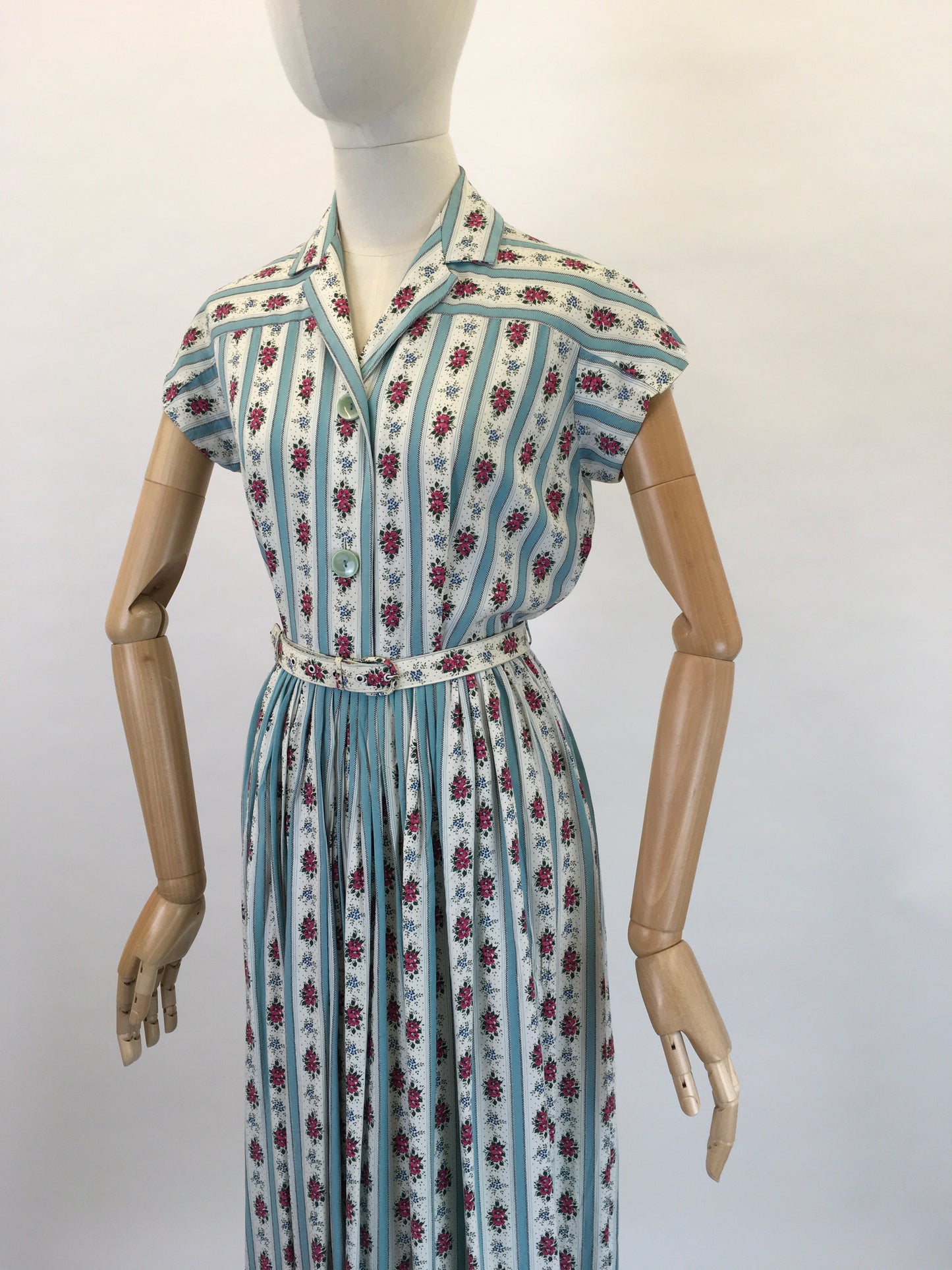 Original 1950’s ‘ St. Michael’ Floral Cotton Day Dress - In Beautiful Blues, Pinks, Greens and Whites