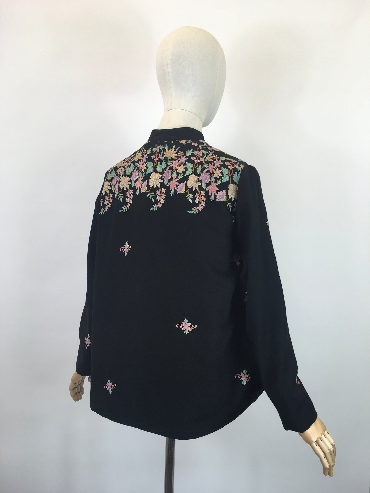 Original Late 1930's Early 1940's Edge to Edge Jacket - With Exquisite Embroidery Detailing in Pastels