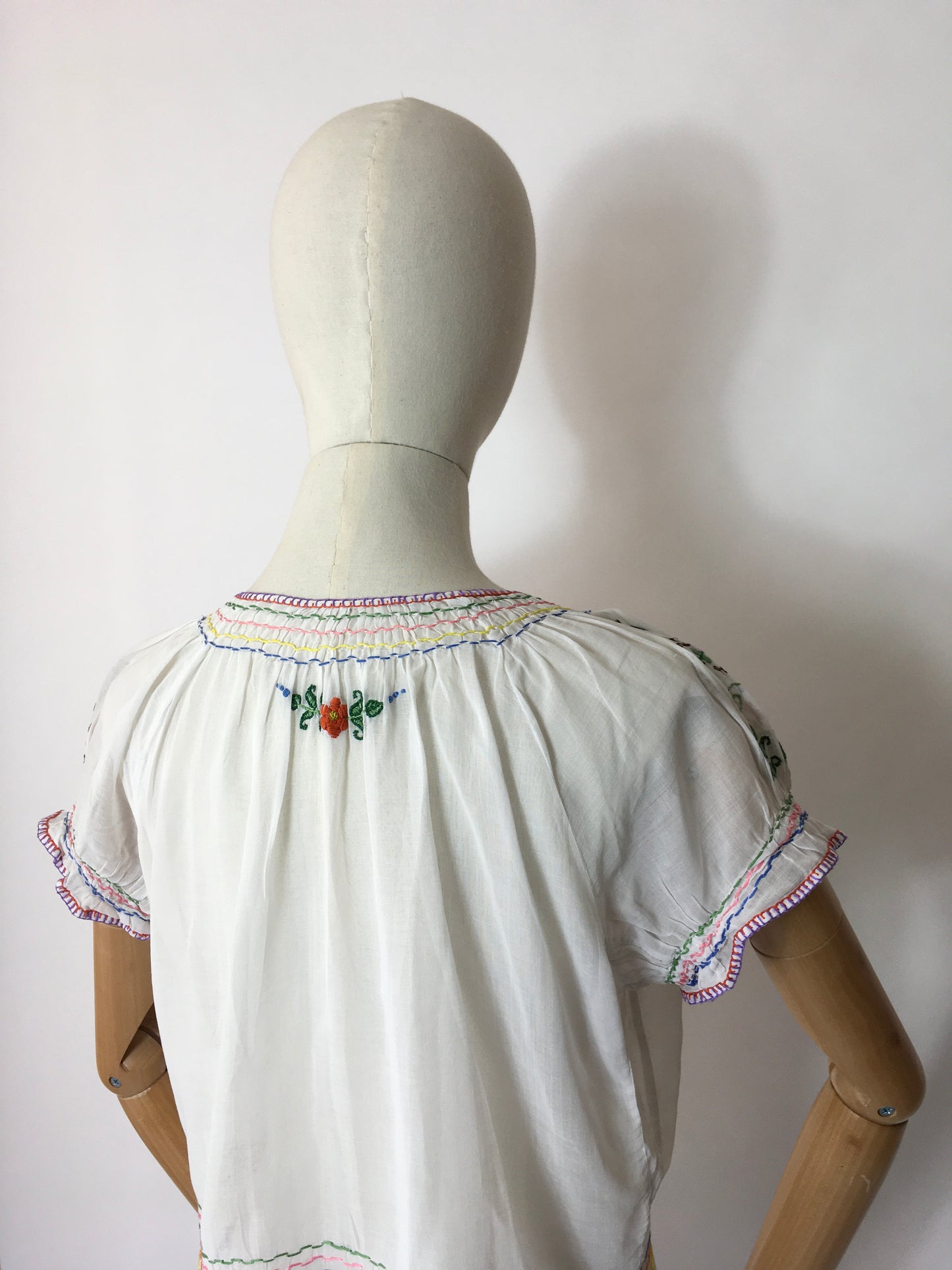 Original 1940’s Embroidered Blouse - Featuring Beautiful Embroidered Detailing in Rainbow Colours