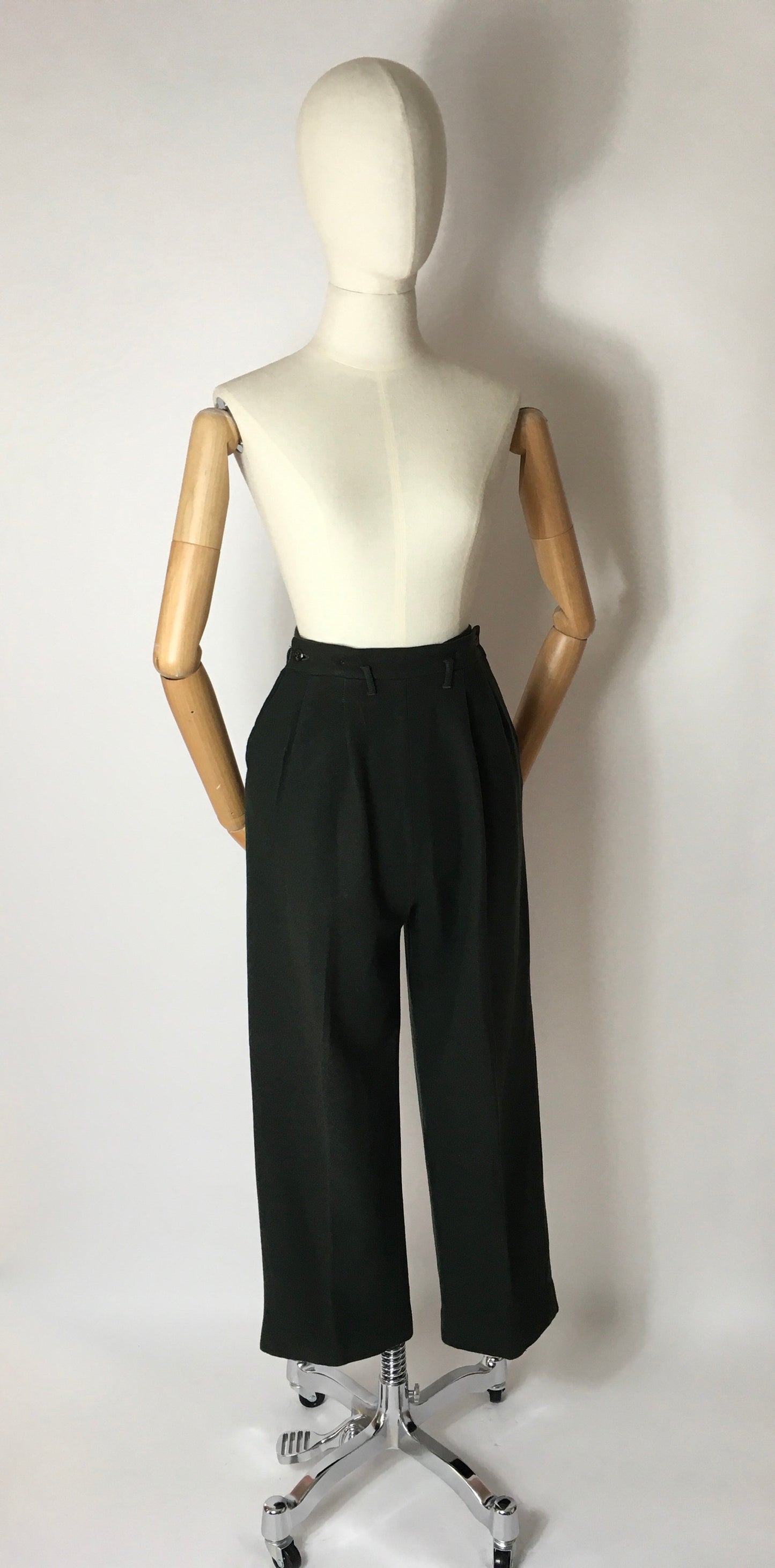 Original Early 1950’s Slacks - In a Beautiful Forest Green Wool