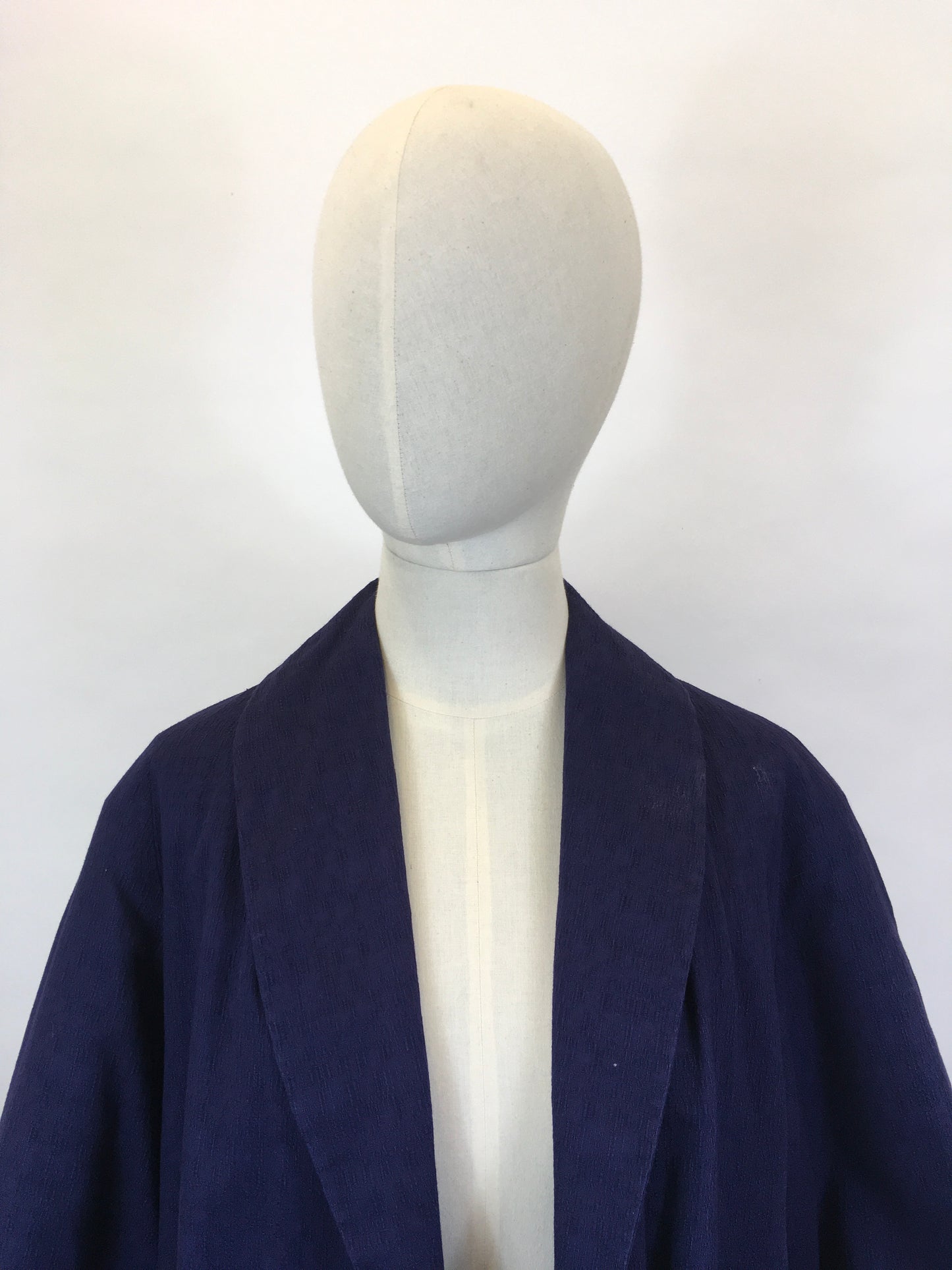 RESERVED Do NOT BUY  - Original 1950’s Edge to Edge Duster Coat - In a Midnight Blue Textured Cloth With Contrast Lining