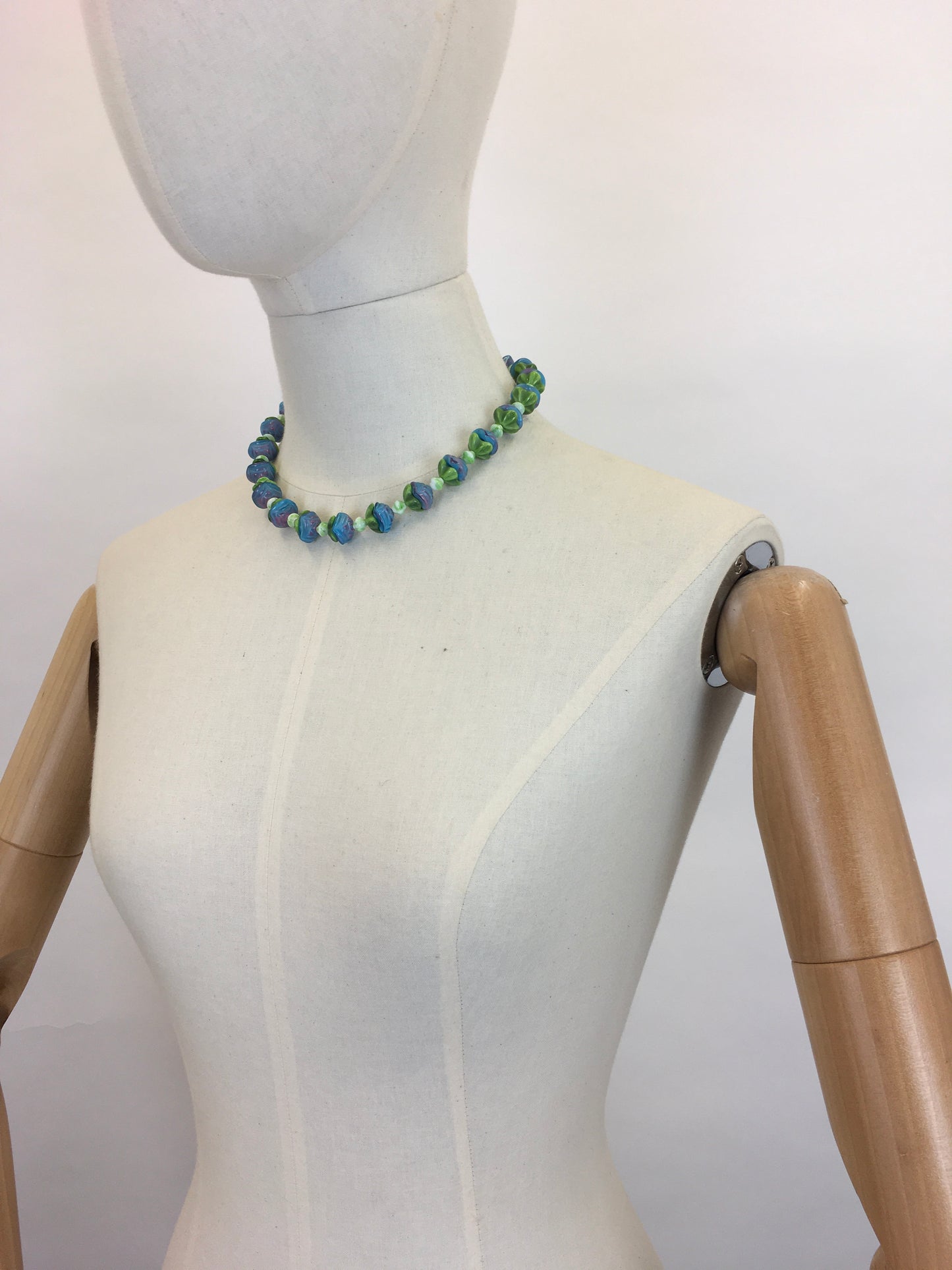 Original 1930’s Glass Petal Necklace - In the Most Beautiful Soft Purples and Powder Blues