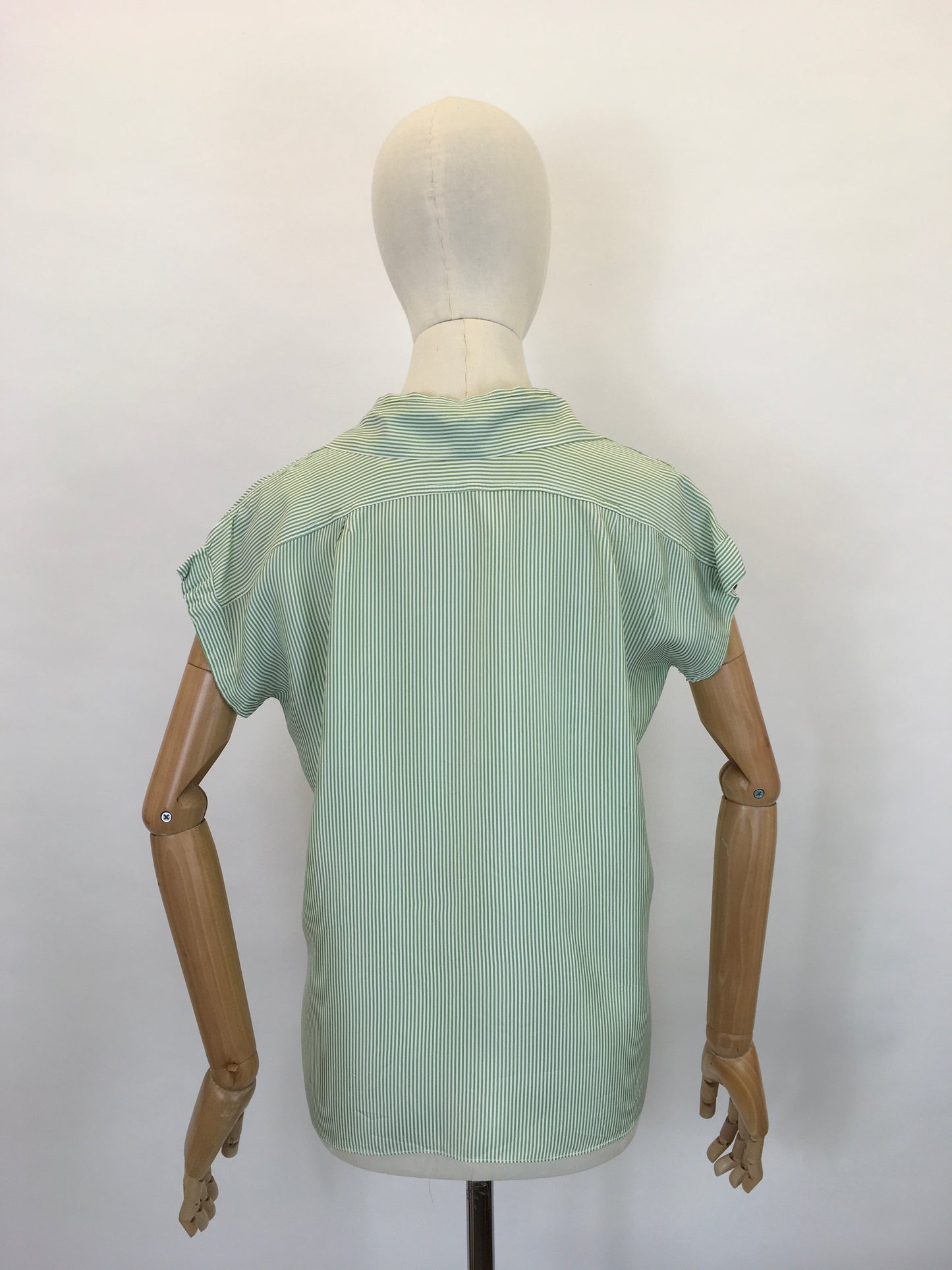 Original 1950’s Green & White Striped Blouse - By ‘ Em Cooper ‘ Label