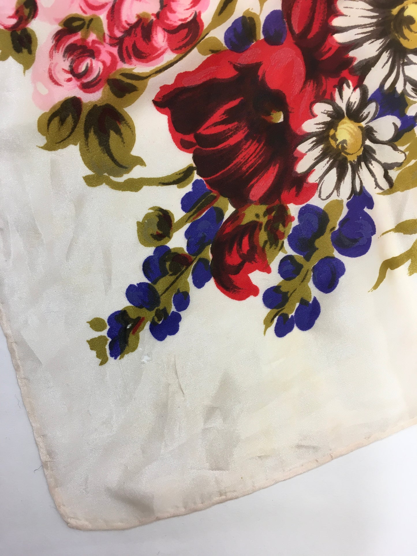 Original 1950’s Silk Floral Scarf - In A Summertime Bright Colour Palette