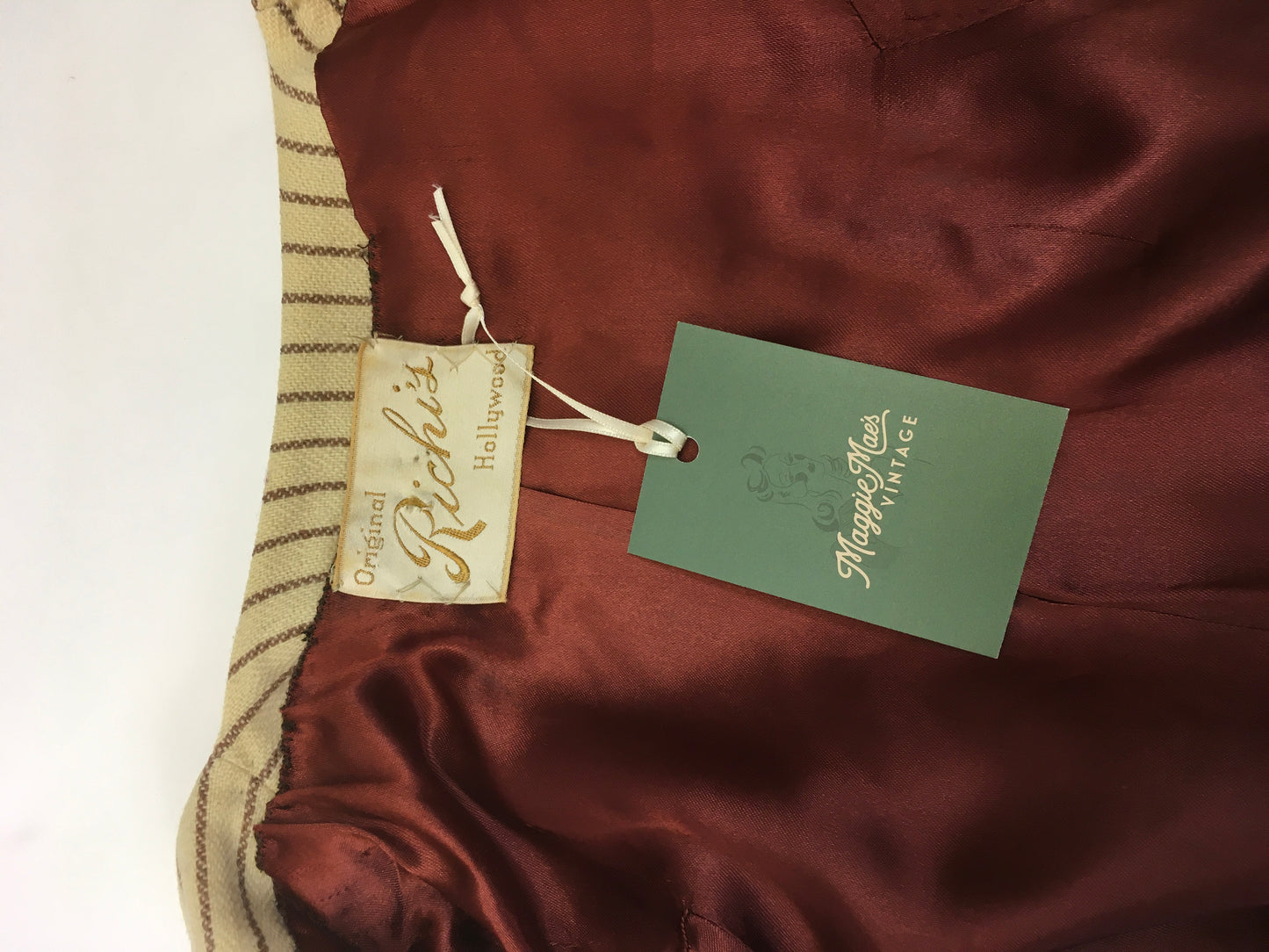 Original 1940’s Cream and Brown Striped Jacket - A ‘ Original Richi’s Hollywood ‘ Label