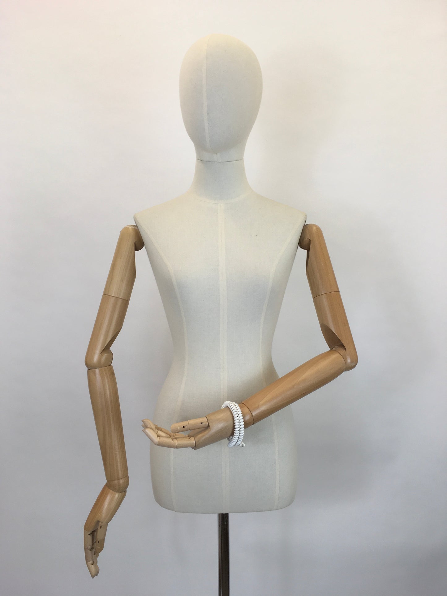 Original Late 1940’s Telephone Cord Bracelet in White - A Fabulous Statement Piece