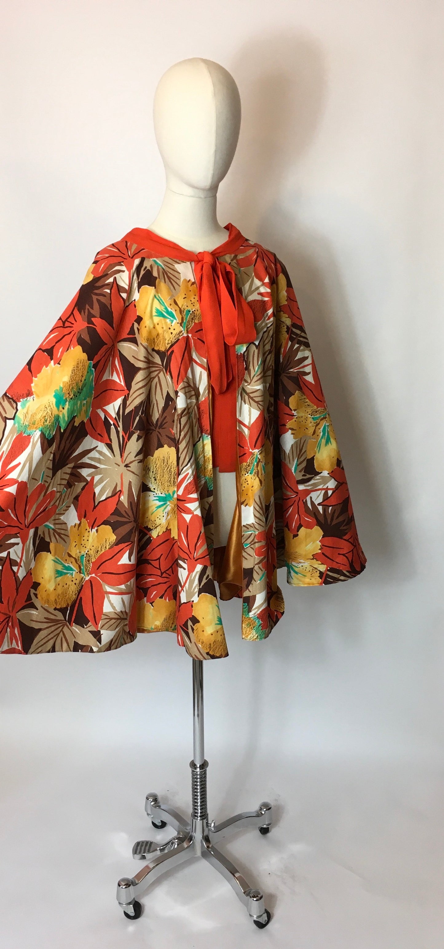 Original 1930s Floral Cape In Amazing Art Deco Colour Pallet - Festival of Vintage Fashion Show Exclusive