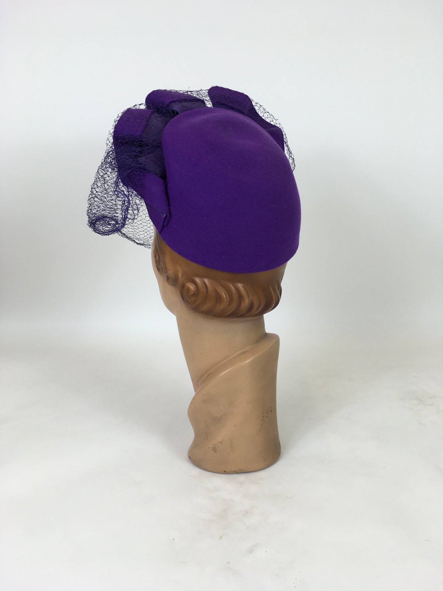 Original 1940's Exquisite 'New York Creations' Hat - In Cadburys Rich Purple