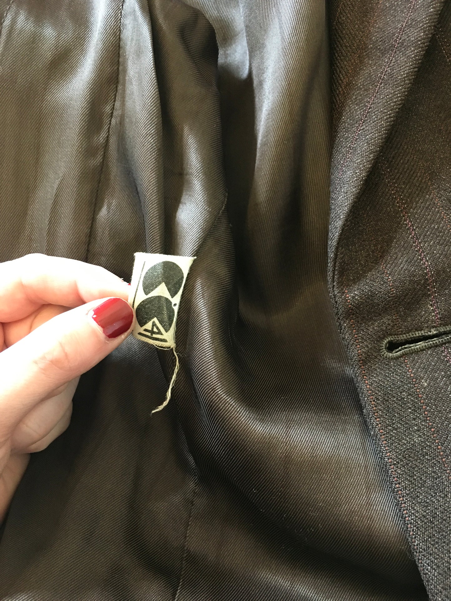 Original 1940’s CC41 Montague Burton Jacket - In a Lovely Brown with Orange and Pink Pinstripe