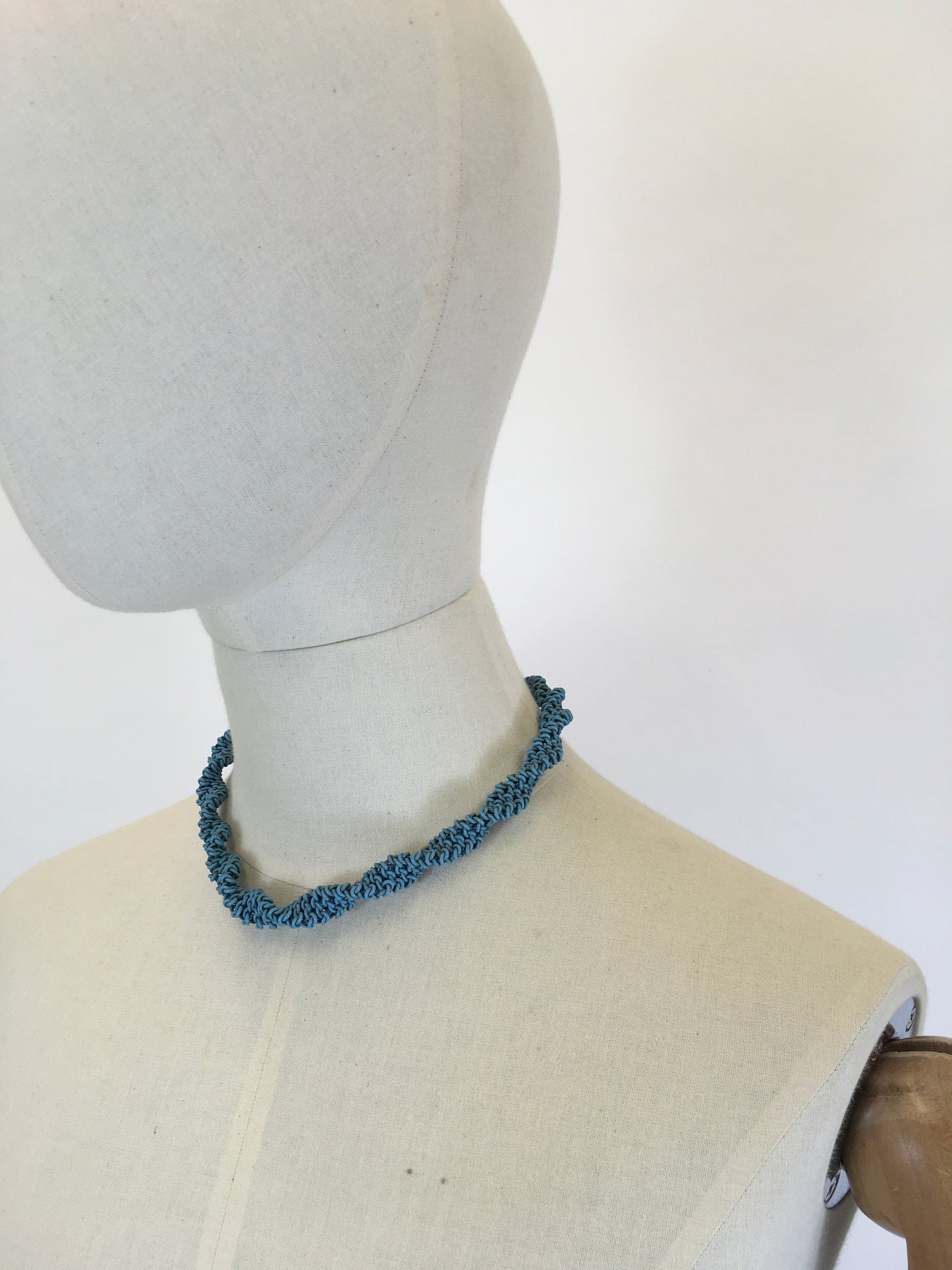 Original Late 1940’s Early 1950’s ‘ Scoobie Necklace - In a Soft Teal Telephone Wire