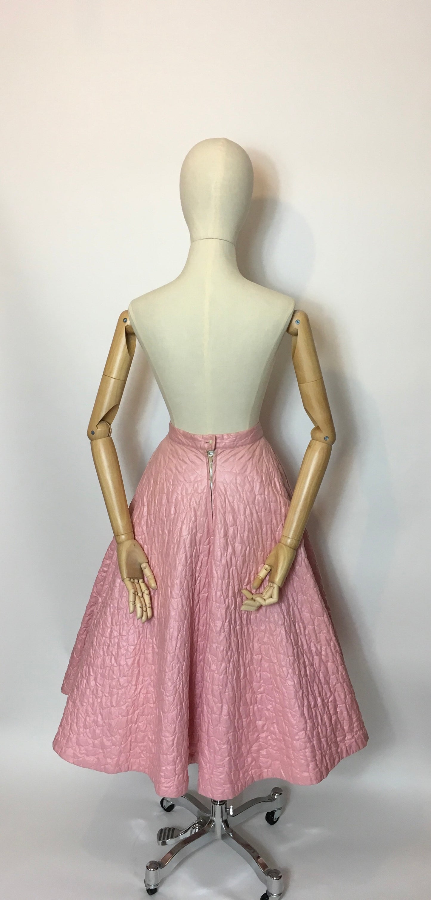 Original Darling 1950's quilted full circle skirt - In a Cute pink featuring black embelished Butterflies