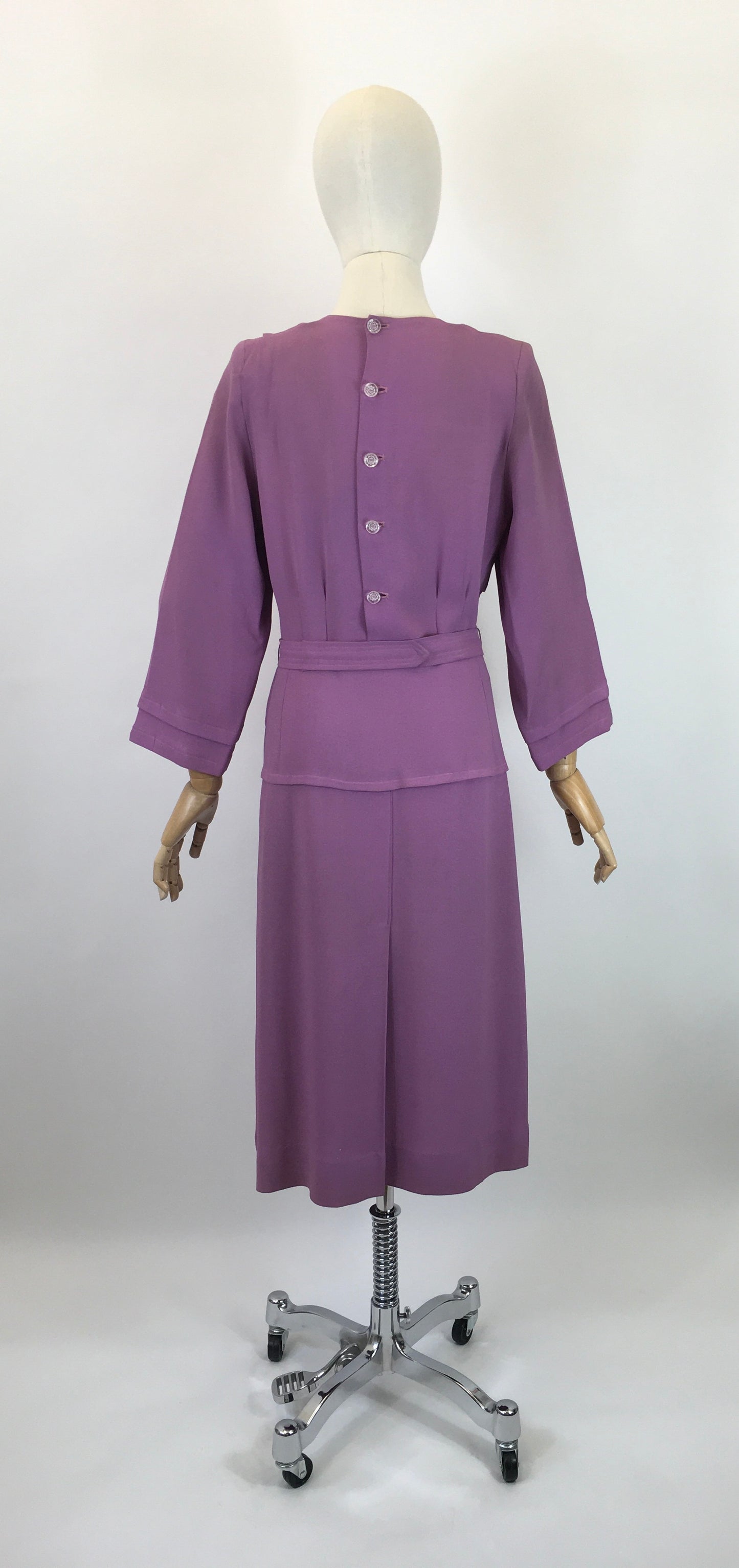 Original 1930’s Stunning Crepe Dress - In a Powdered Lilac