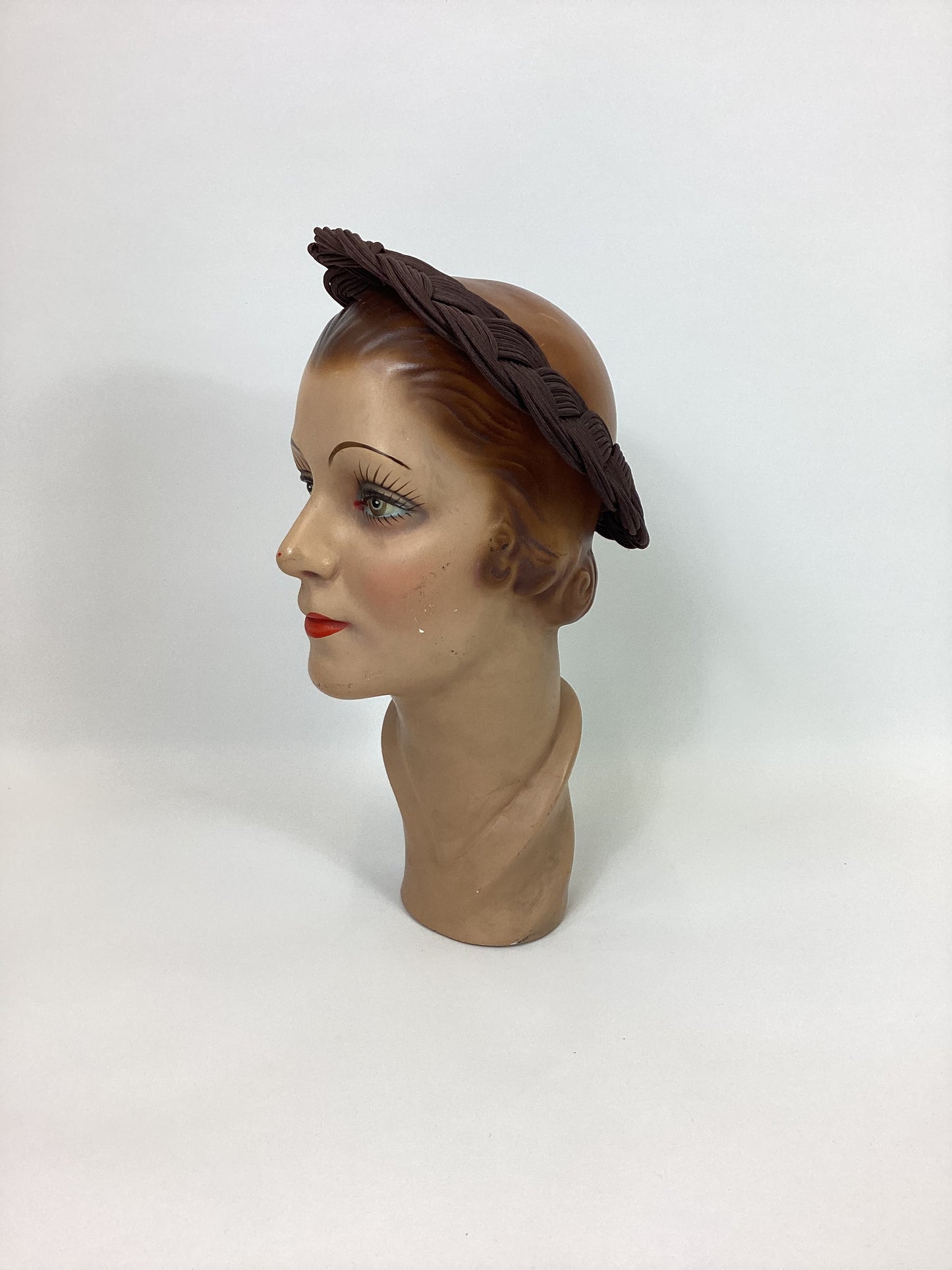 Original 40’s Darling Plaited Headpiece - In Chocolate Brown