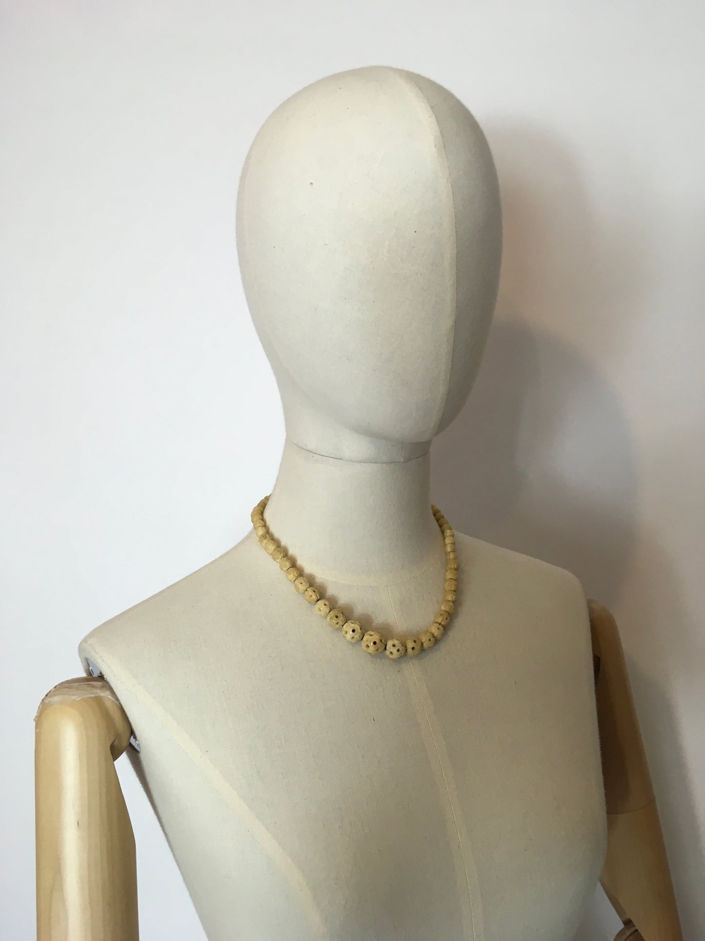 Original 1930’s Celluloid Necklace In a Buttermilk Cream - Festival Of Vintage Fashion Show Exclusive