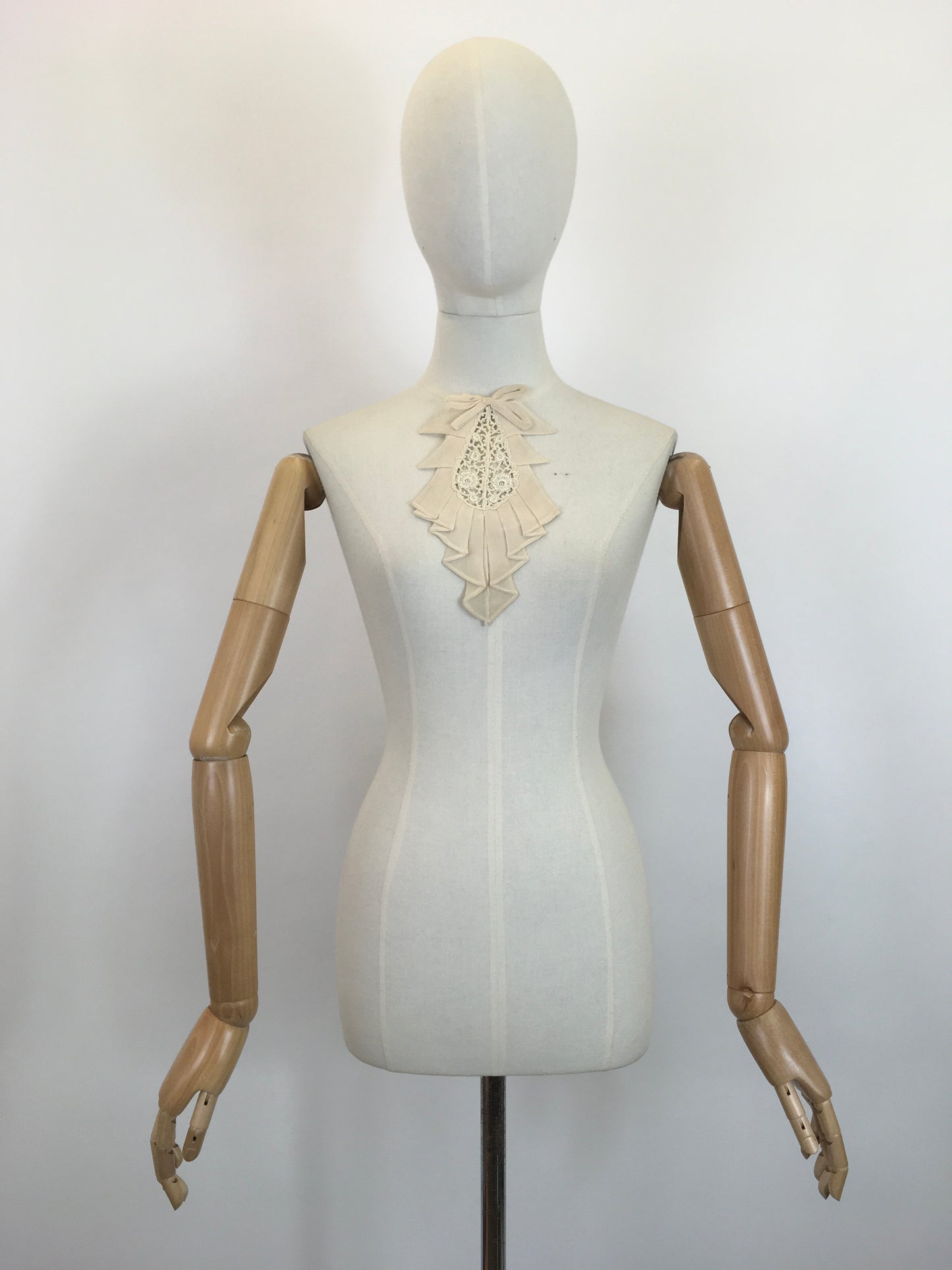 Original 1930's Fabulous Dickie - In Cream Chiffon with Lace Inset