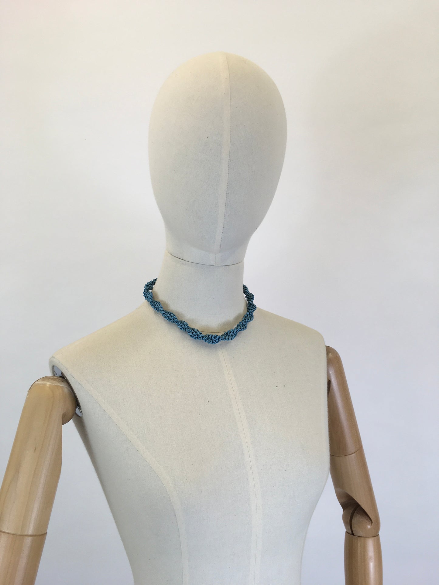 Original Late 1940’s Early 1950’s ‘ Scoobie Necklace - In a Soft Teal Telephone Wire