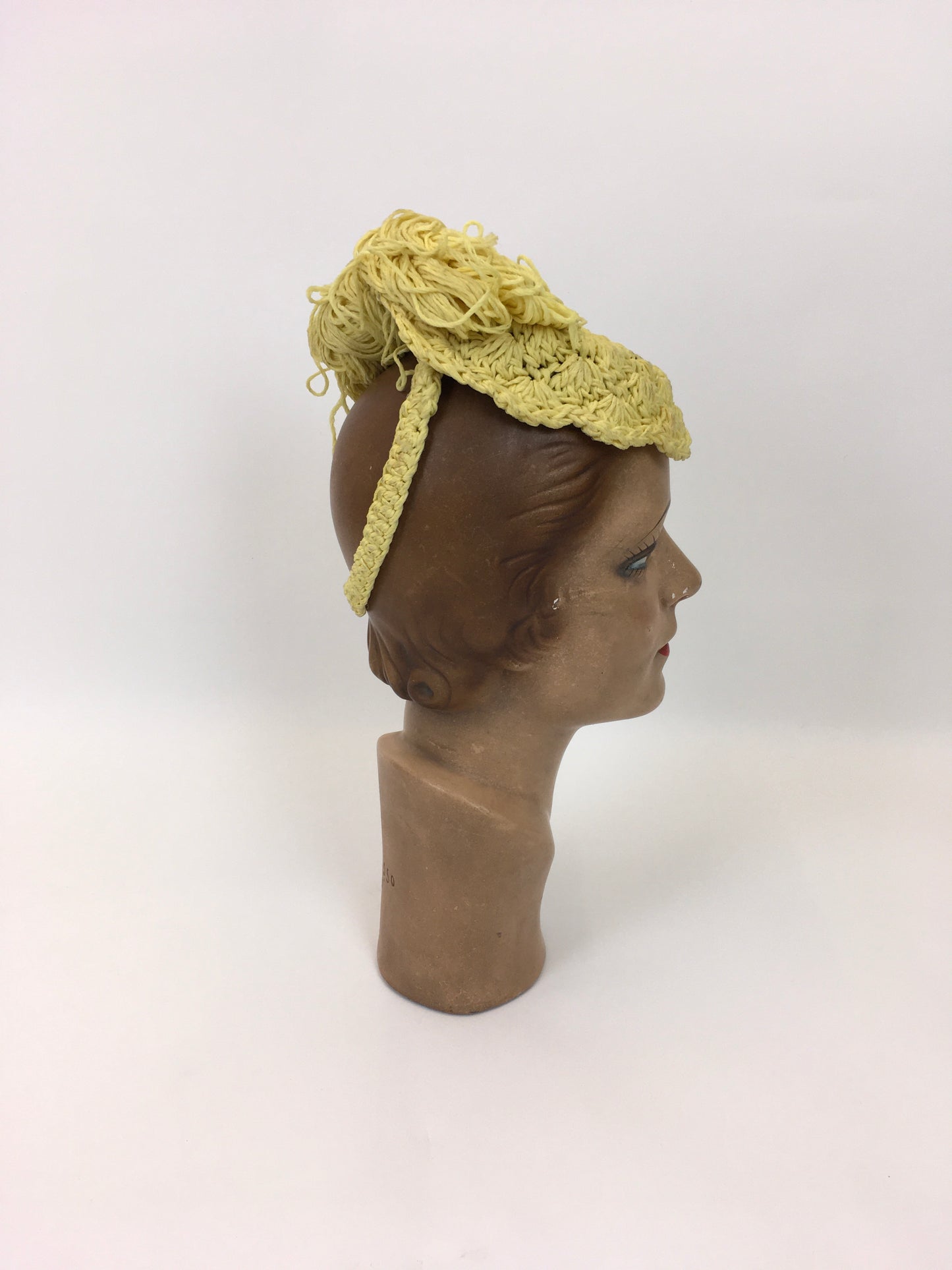Original 1940’s Fabulous Popcorn Crochet Headpiece - In A Sunshine Yellow
