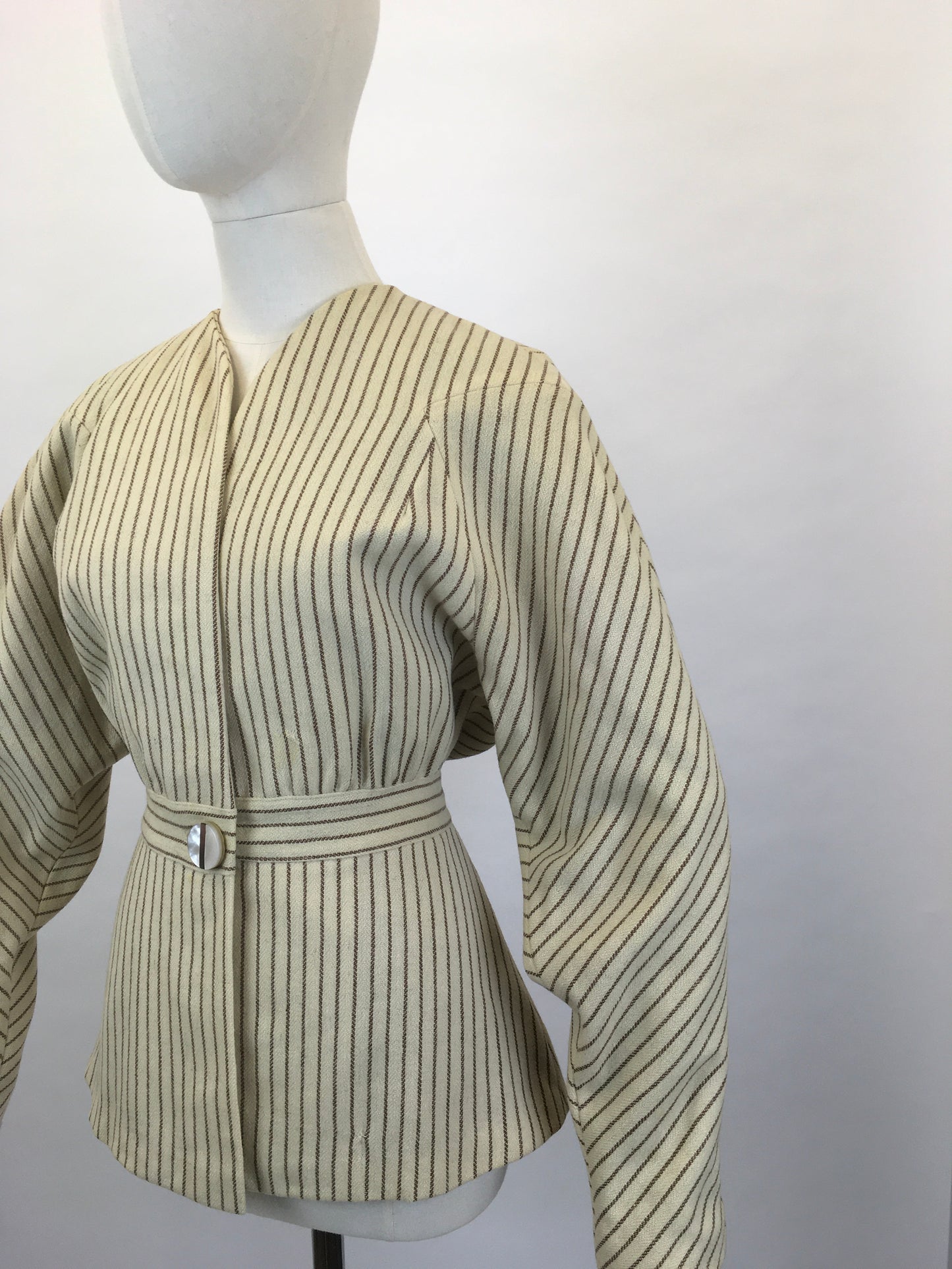 Original 1940’s Cream and Brown Striped Jacket - A ‘ Original Richi’s Hollywood ‘ Label