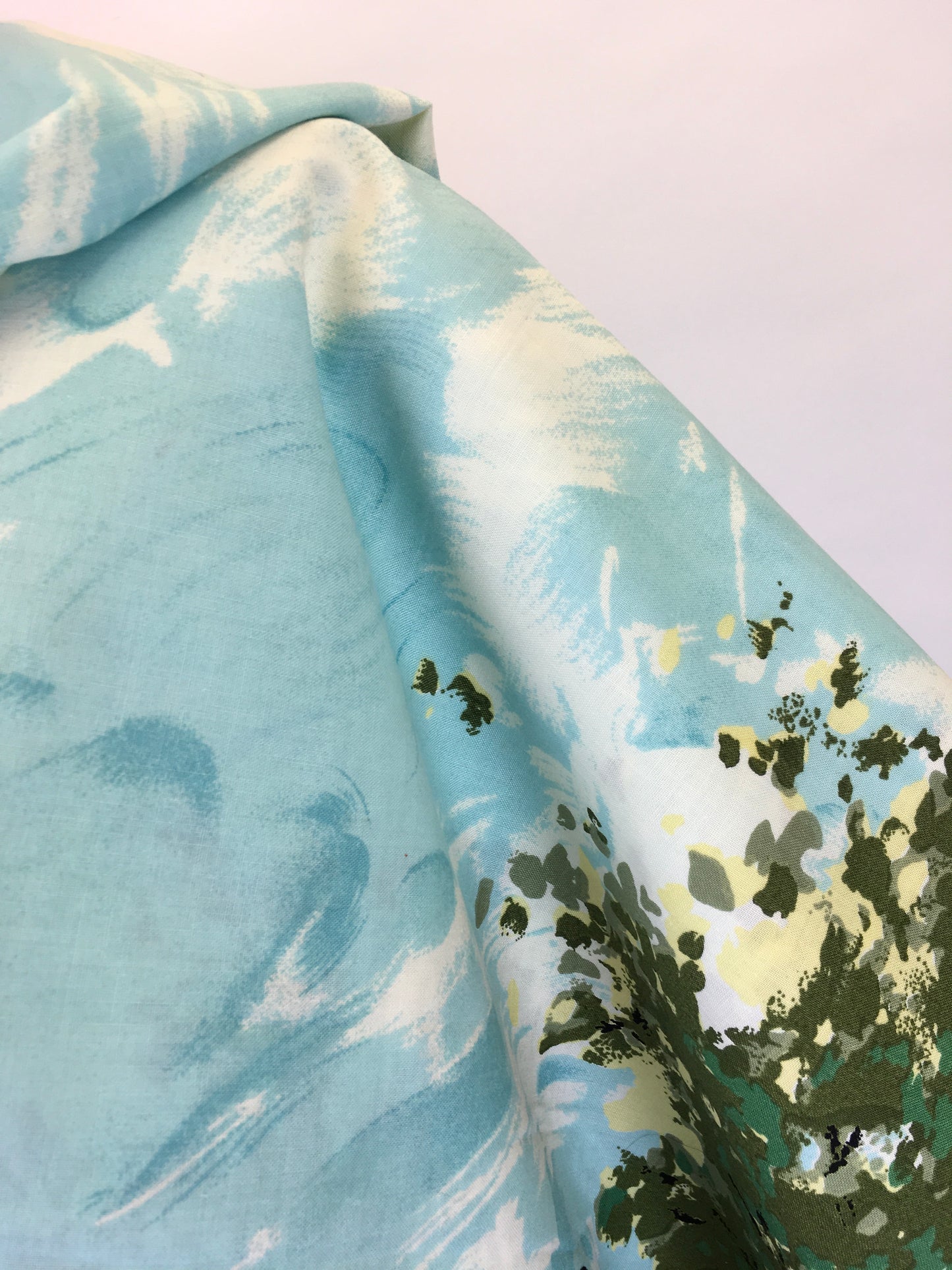 Original 1950s Novelty Cotton Fabric - Featuring Stagecoach’s, Horses, People and Landscape