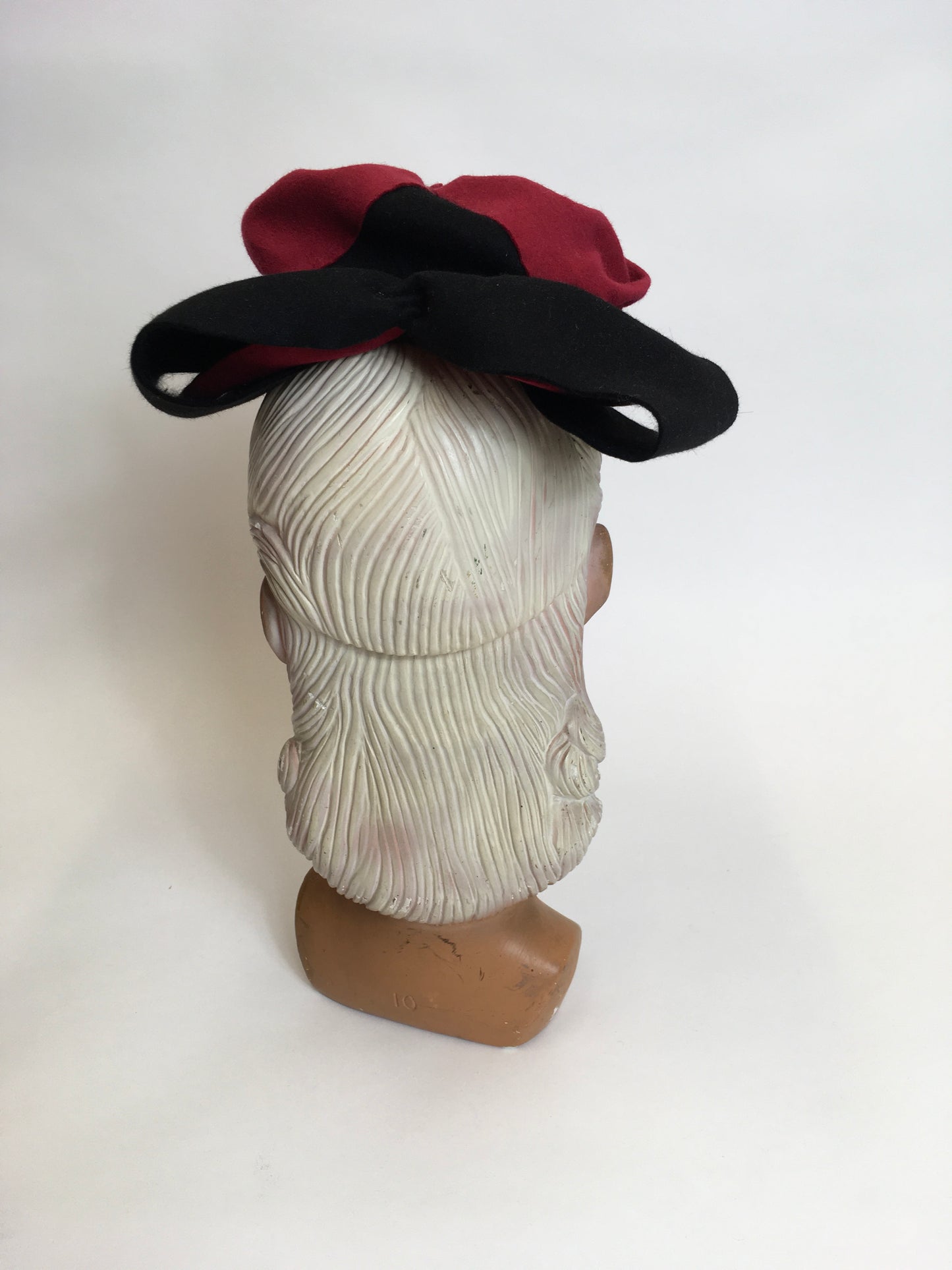 Original 1940’s Felt Topper Hat - In a Raspberry Red with Black Detailing