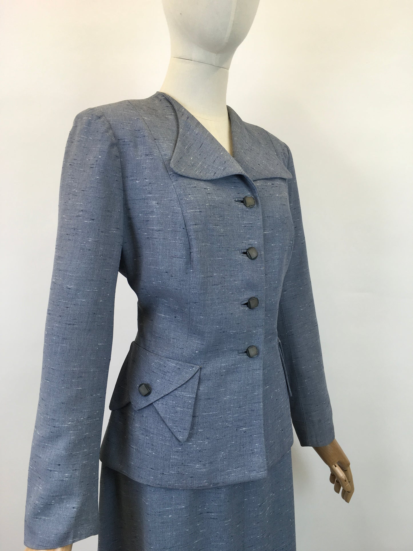 Original Late 1940’s early 1950’s Atomic Fleck 2pc Suit - In a Lovely Powdered Blue