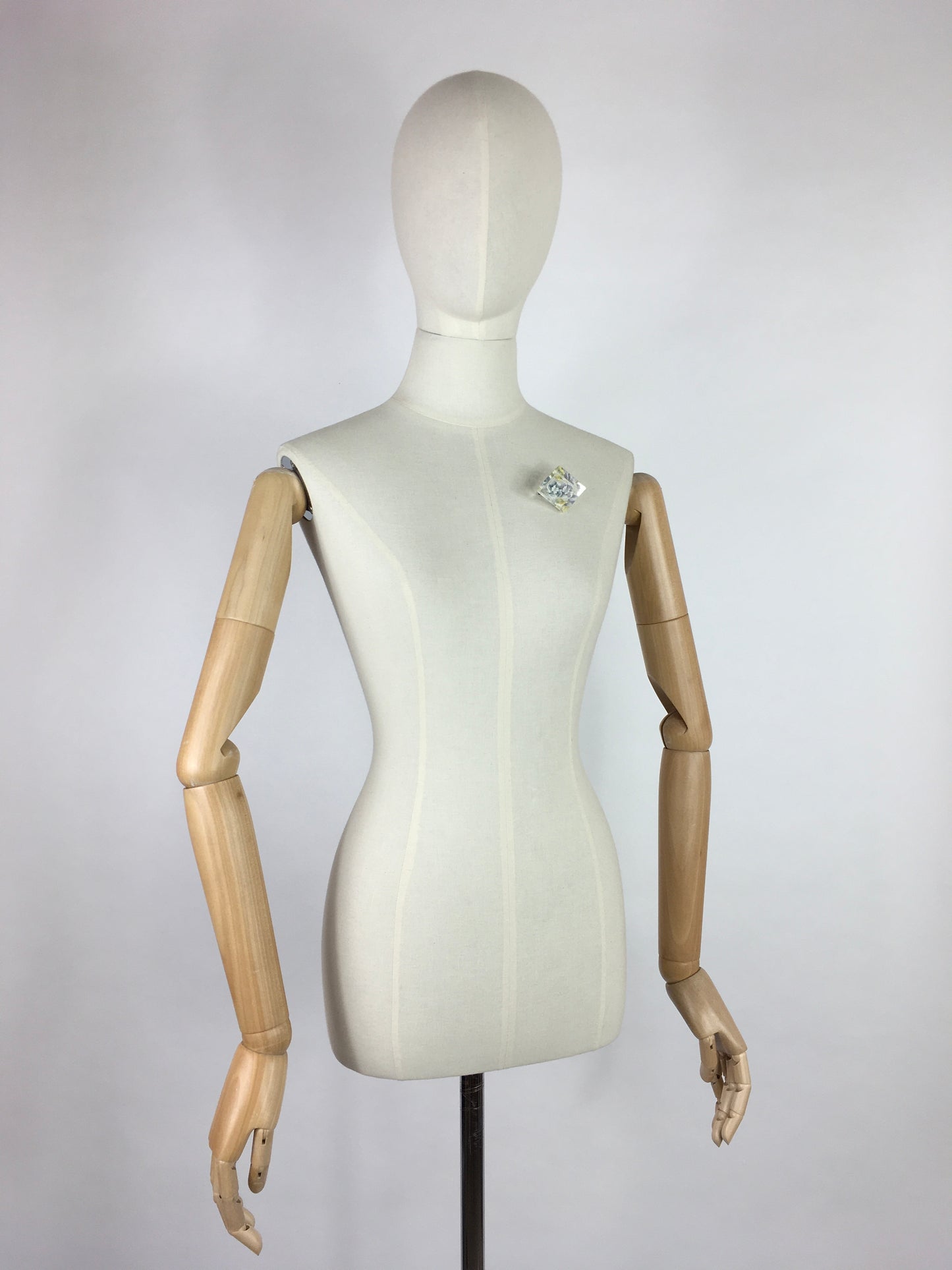 Original 1940s Reverse Carved Lucite Brooch - In A Lovely Powder Blue Floral