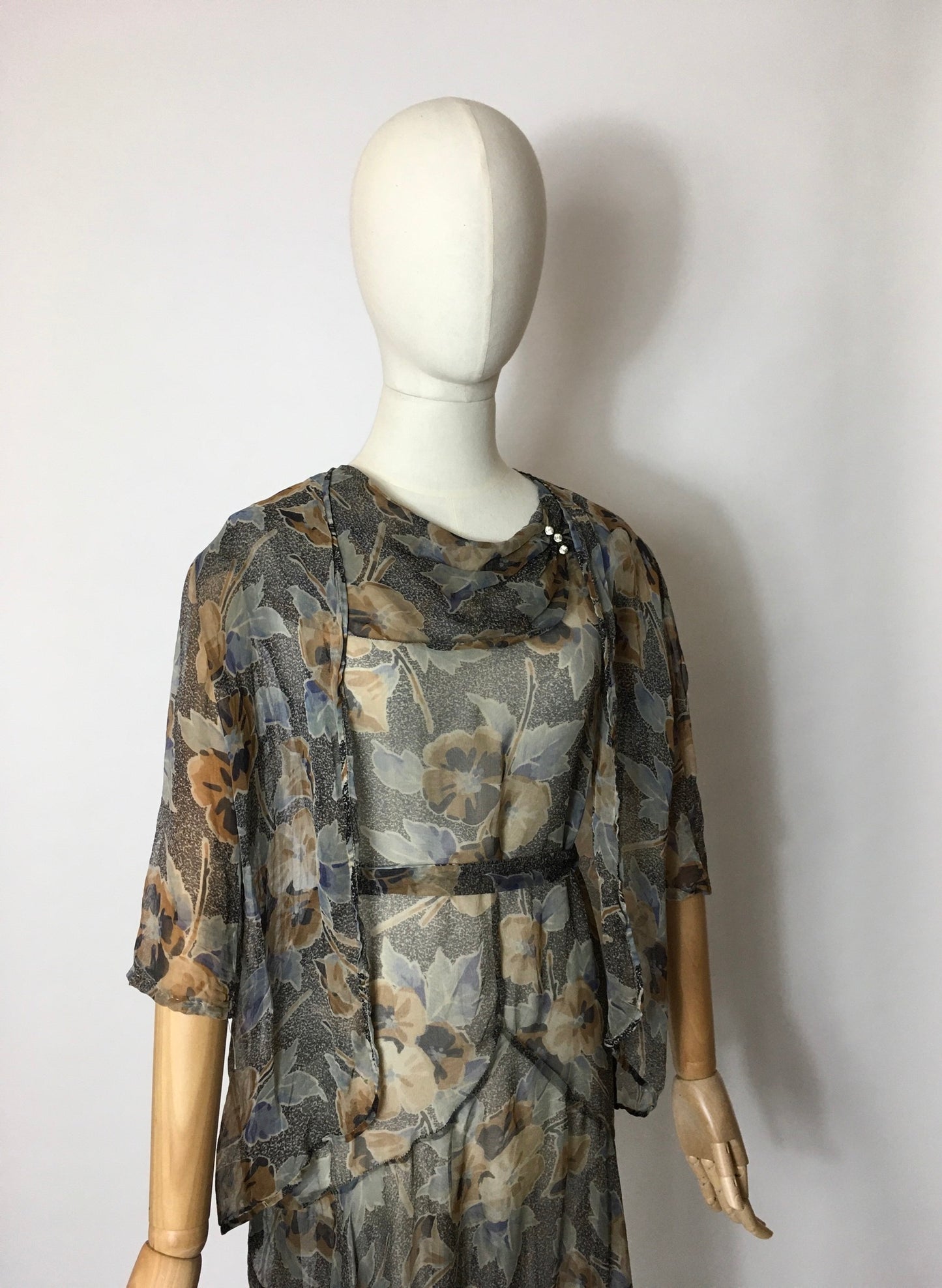 Original 1930’s 2 Piece Dress & Jacket Set in Stunning Deco Pallet - A Festival Of Vintage Fashion Show Exclusive