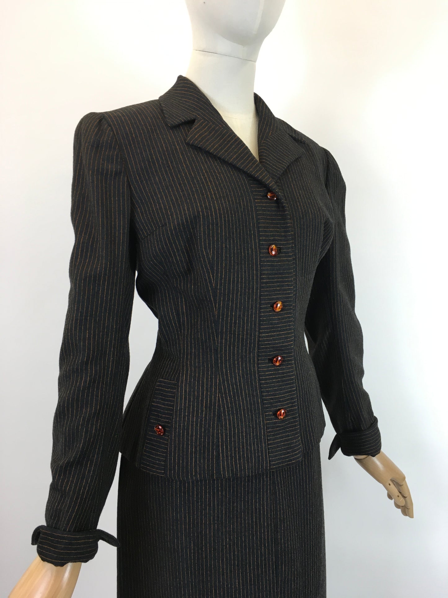 Original 1940’s Sensational American 2pc Suit by ‘ Peck and Peck’ - In Brown and Orange Pinstripe