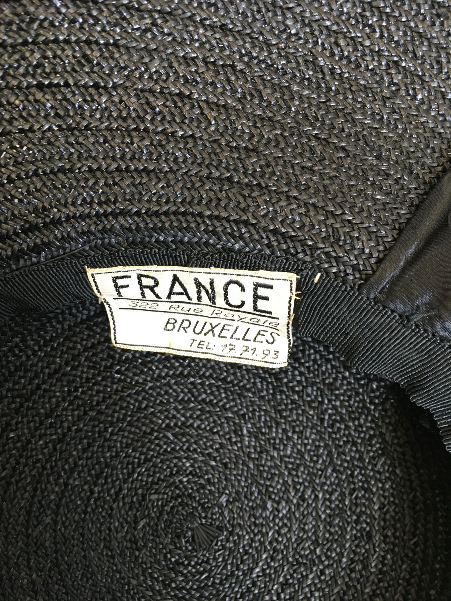 Original 1940’s Black Saucer Hat - ‘ Made In France ‘ With Black Satin Bow Ribboning