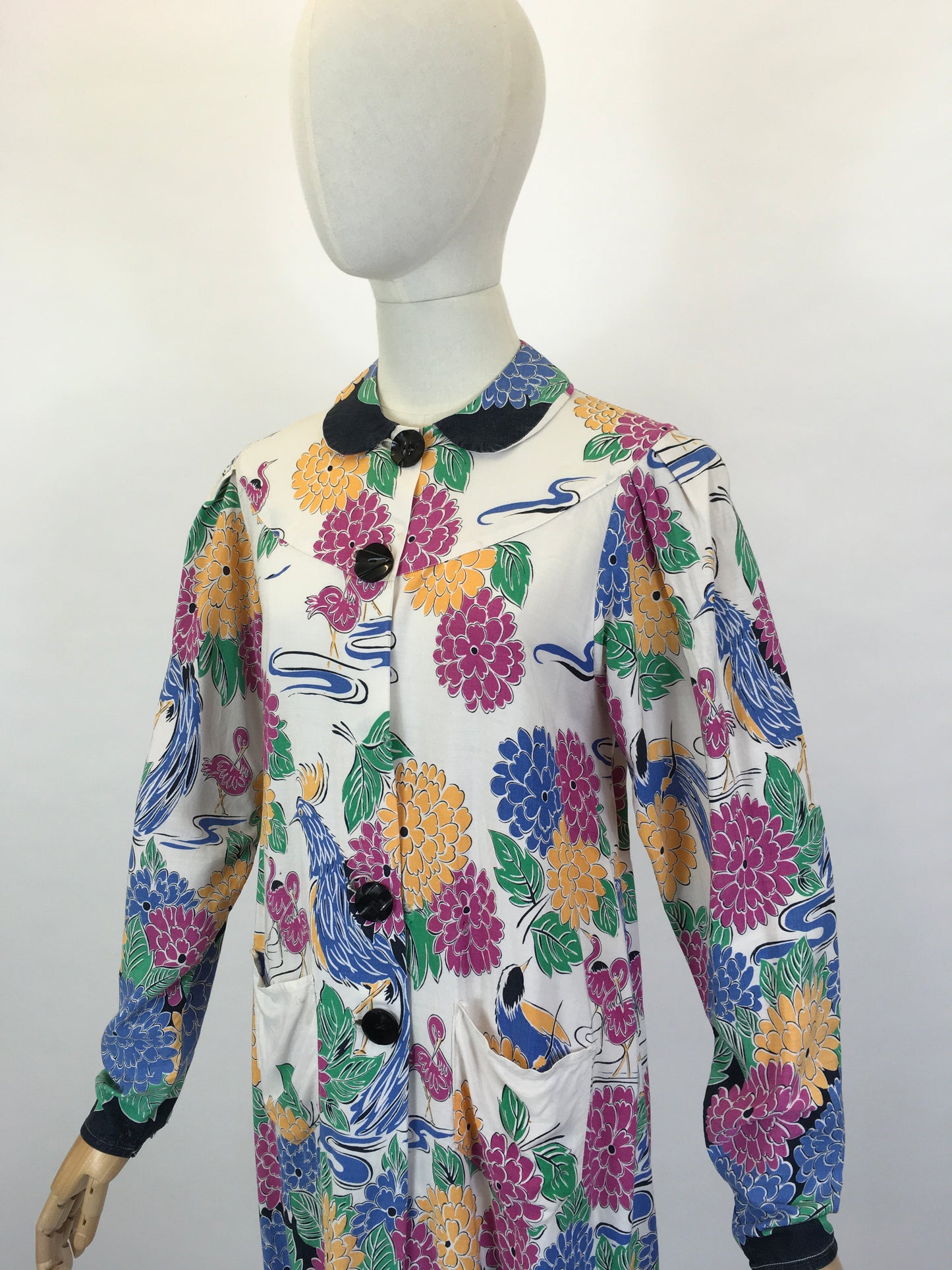 Original 1940’s SENSATIONAL Smock - With Amazing Print in Bold Bright Colours
