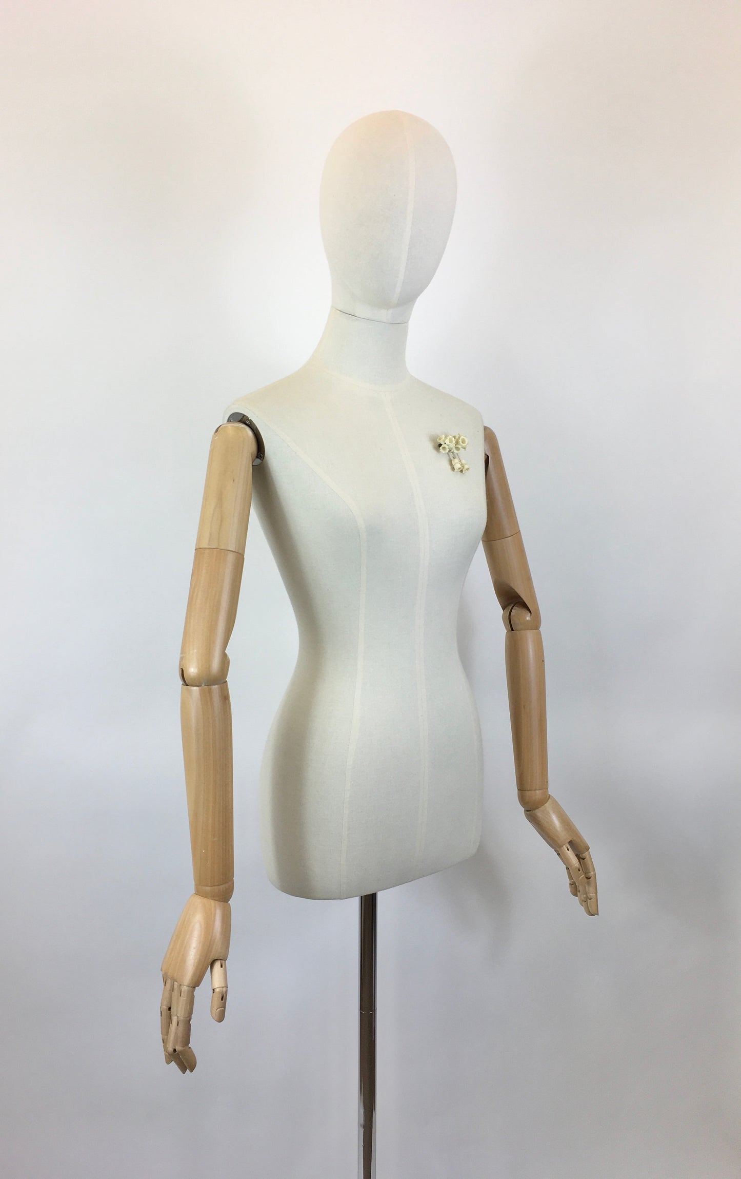 Original 1930’s Cluster Of Canterbury Bells Brooch - In Cream Celluloid