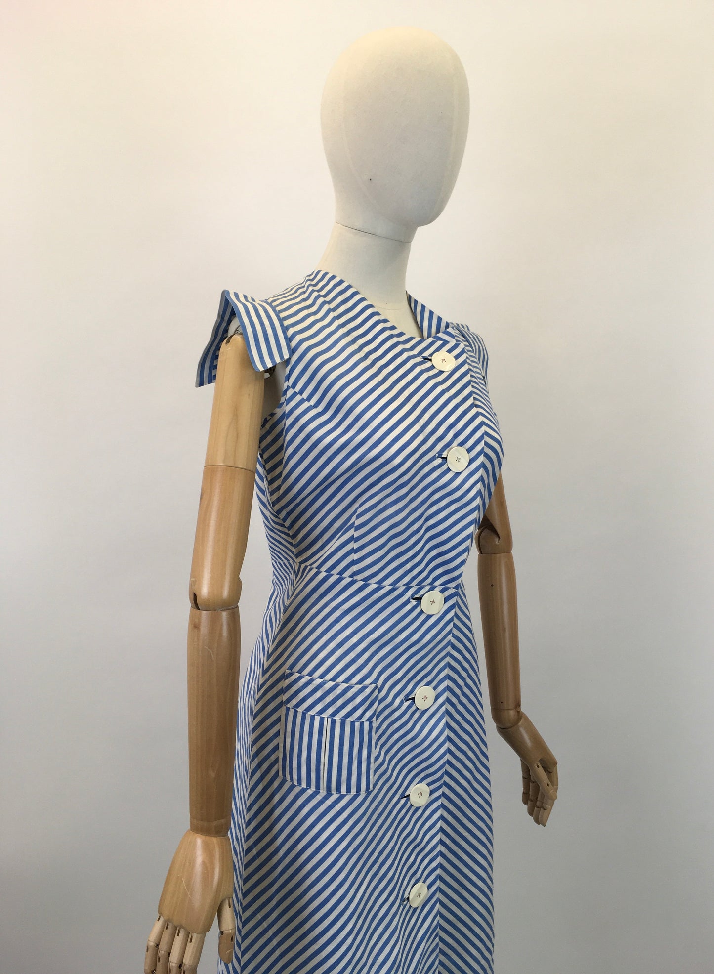 Original 1930's Sensational Dress & Shorts Set - In A Classic Blue & White Stripe