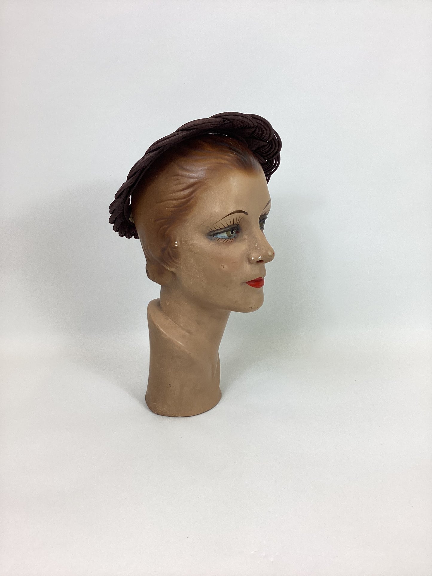 Original 40’s Darling Plaited Headpiece - In Chocolate Brown