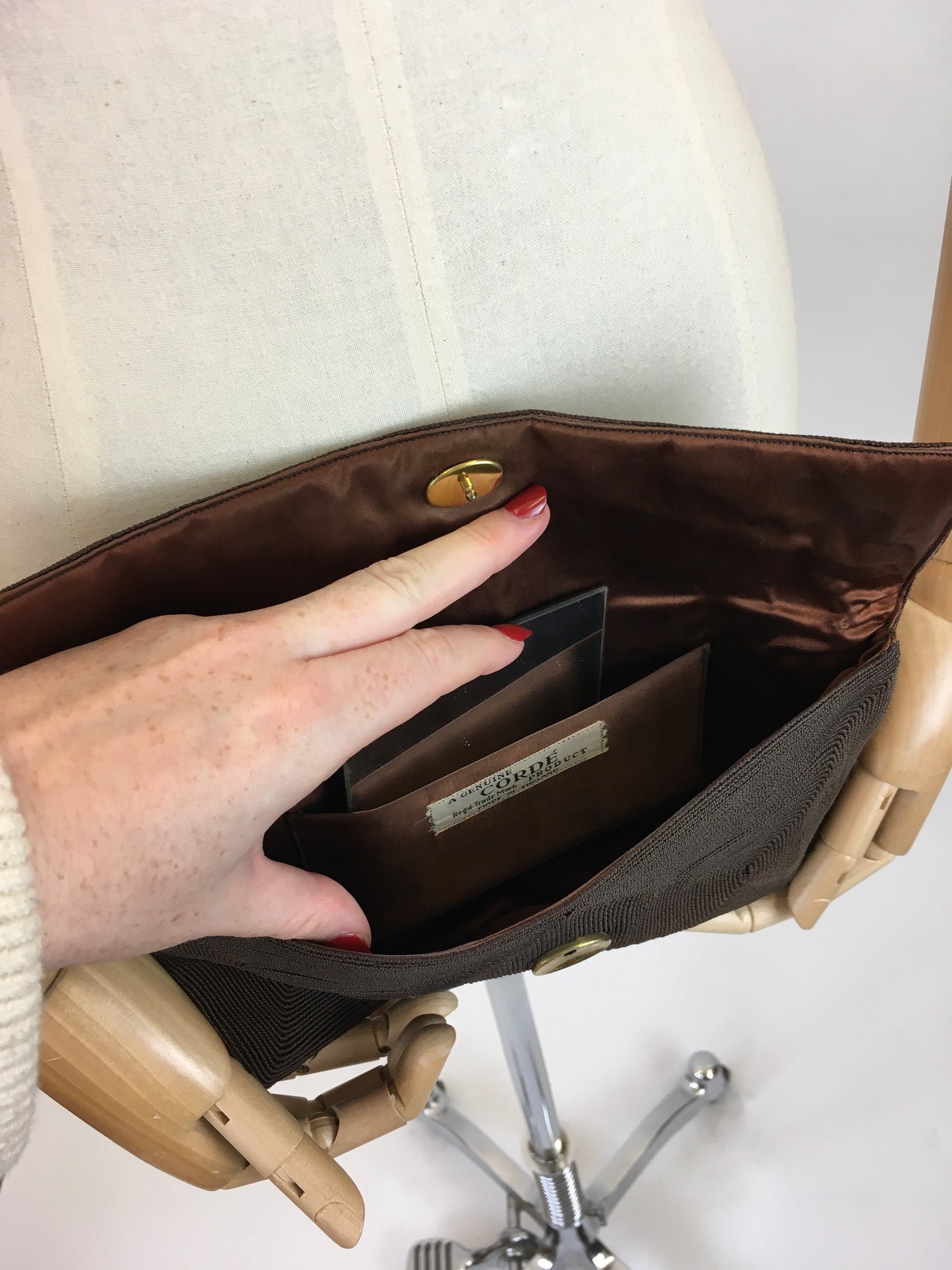 Original 1940's Darling Corde Clutch Handbag - In A Warm Chocolate Brown