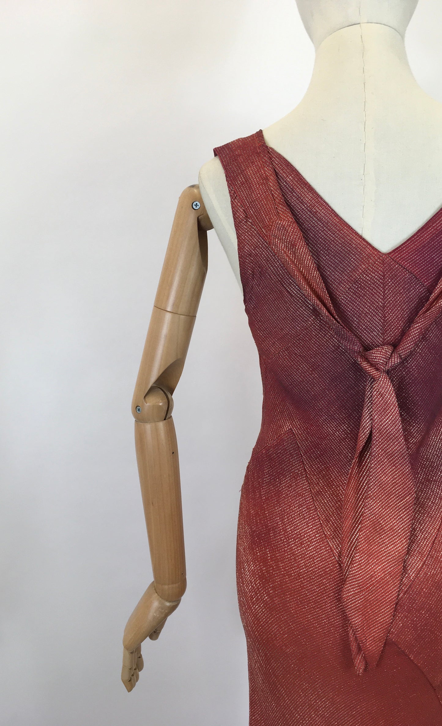 Original SENSATIONAL 1930's Evening Gown with Capelet - In Burnt Orange and Gold Lame with Rabbit Fur Trim