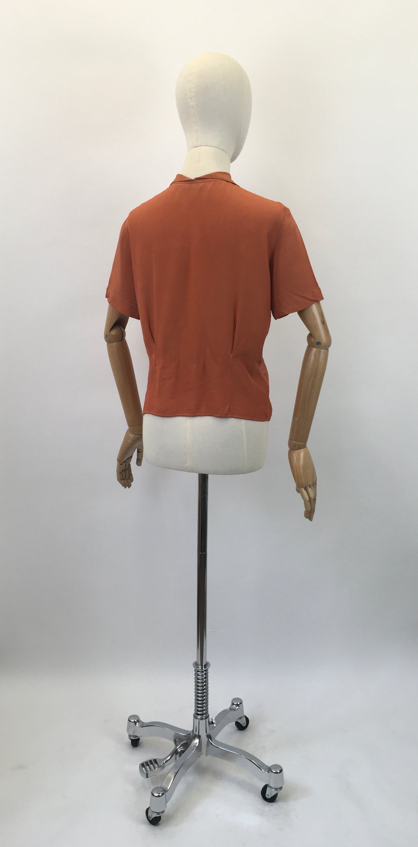 Original 1940's Stunning Silk Blouse by ' Judy Bond' - In A Warm Cinnamon Spice